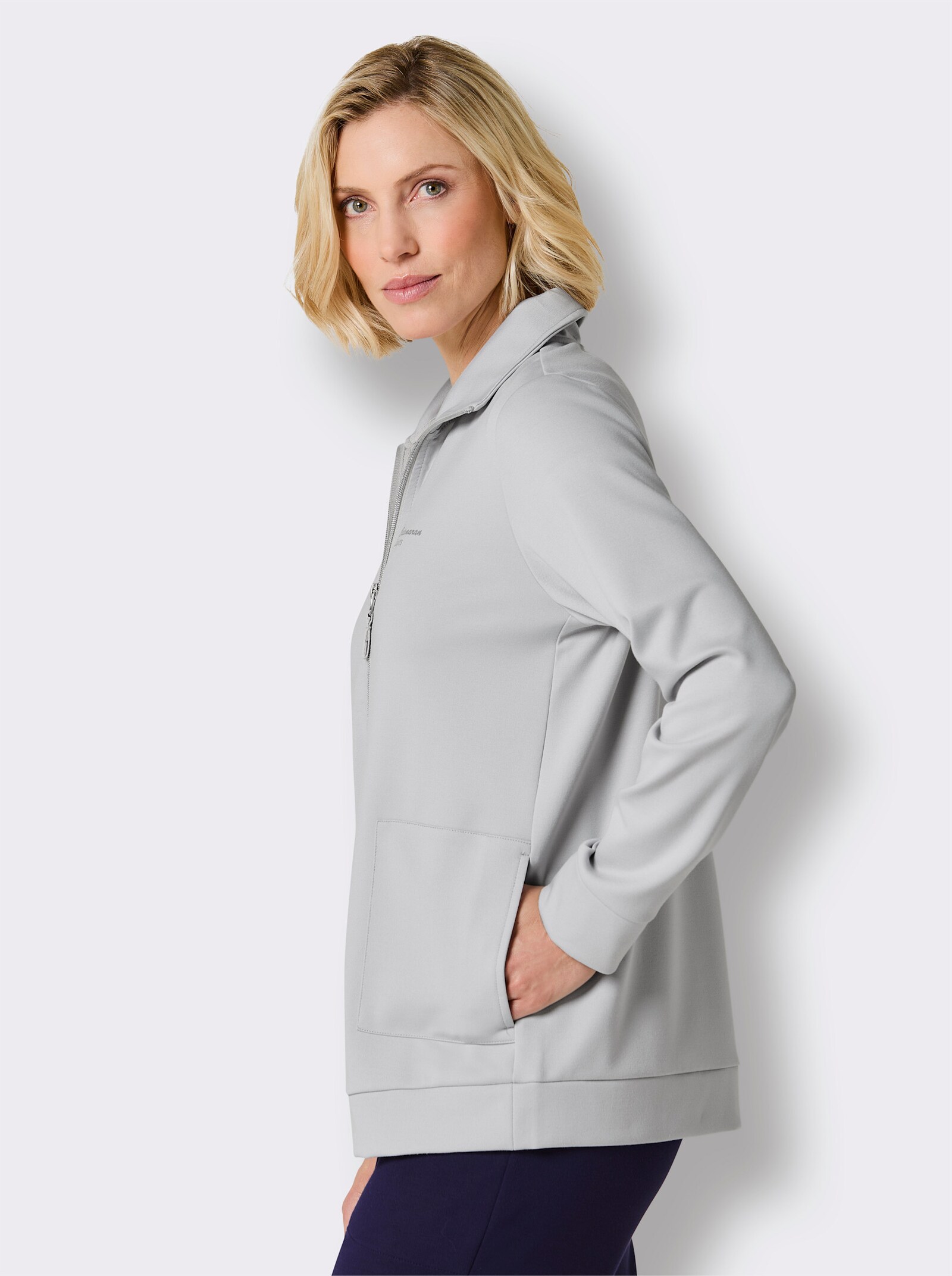 Catamaran Funktionsjacke in formstabiler Interlock-Qualität - hellgrau