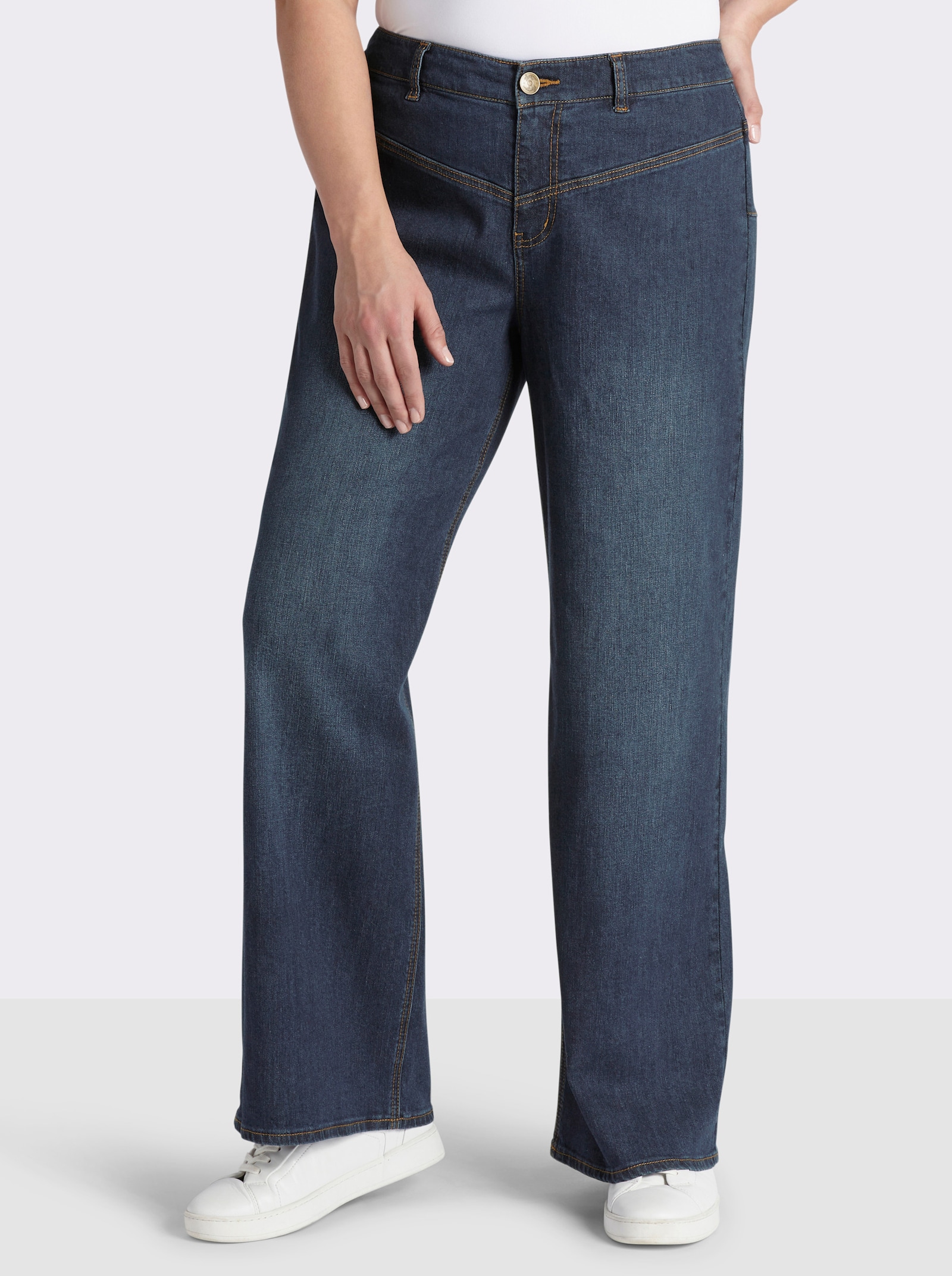 sheego Jeans mit durchgehend weitem Bein - dark blue
