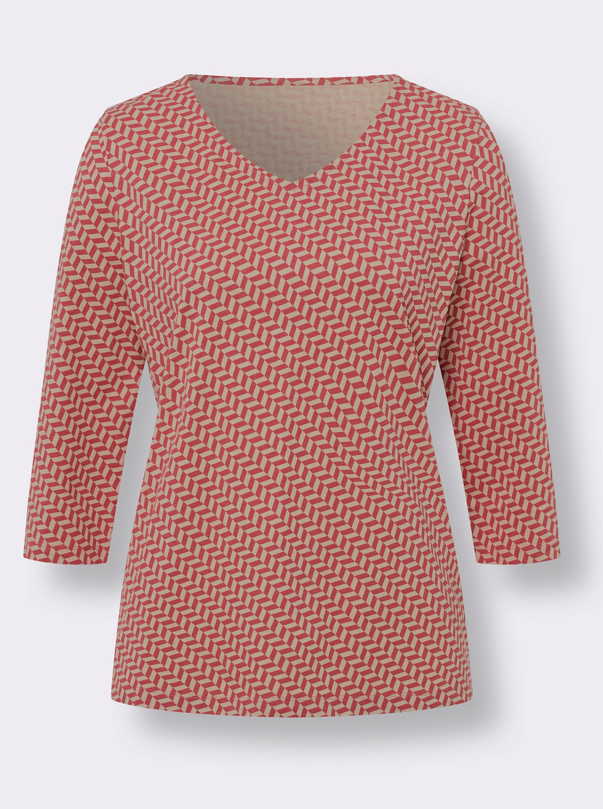 Shirt met 3/4-mouw - langoustine/beige