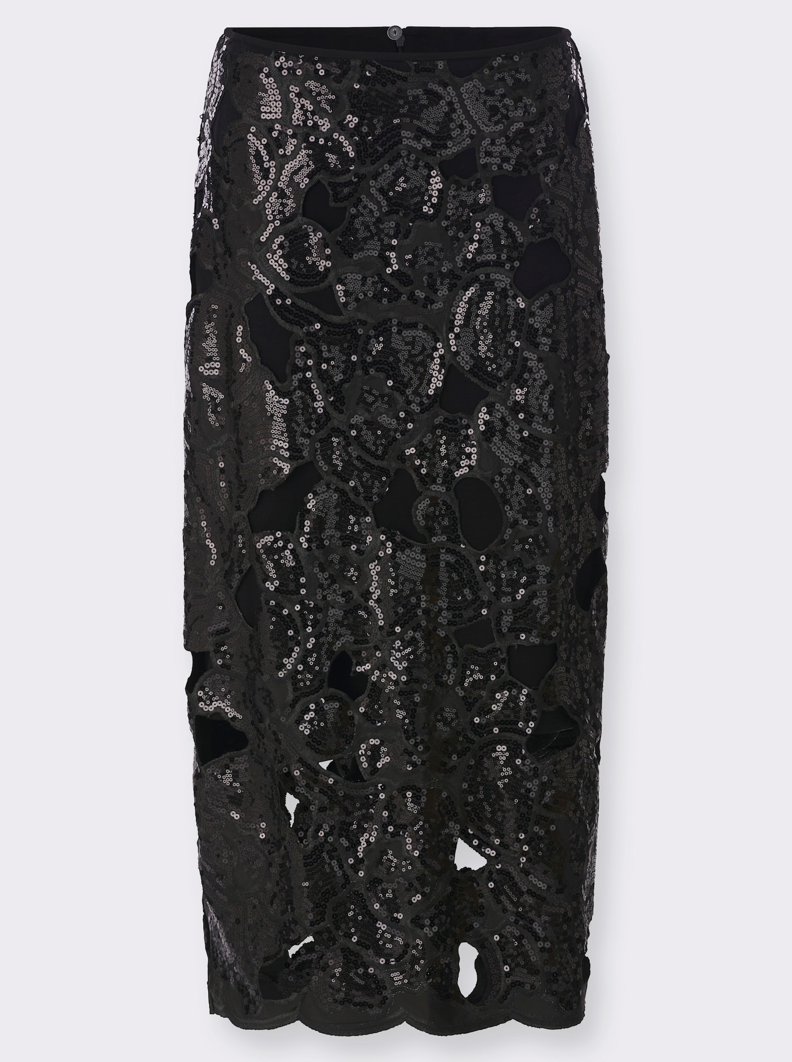 Paillettenrock aus Spitze - schwarz