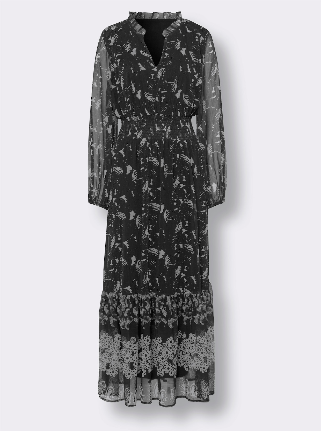 heine Robe en mousseline - noir-couleur ivoire imprimé