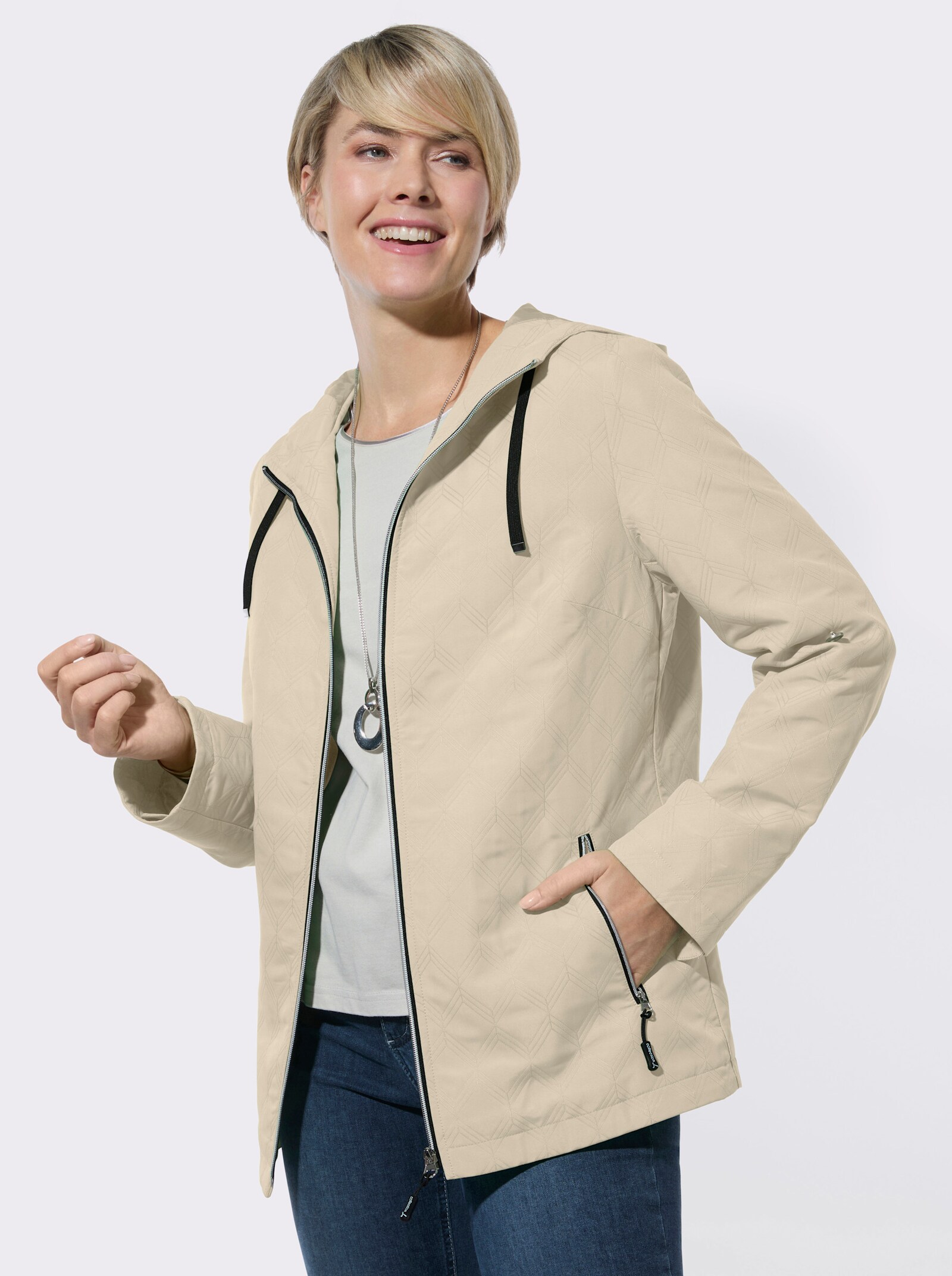 Steppjacke mit Krempelfunktion - sand