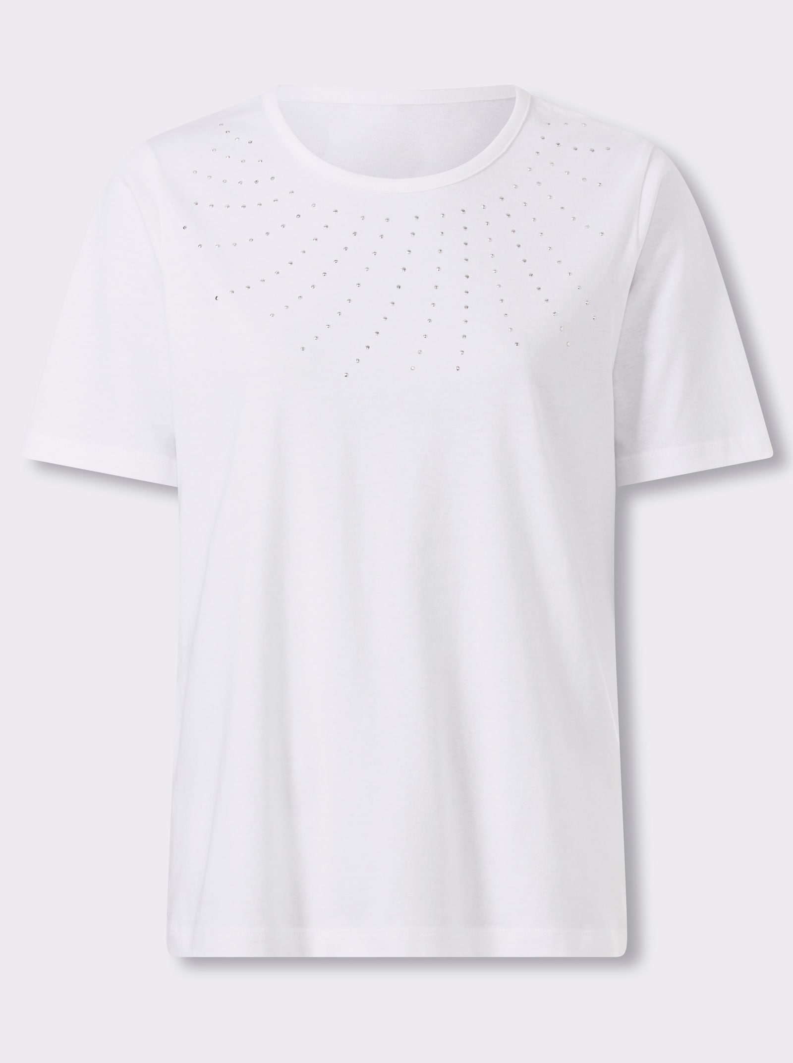Shirt met korte mouwen en steentjesversiering - wit