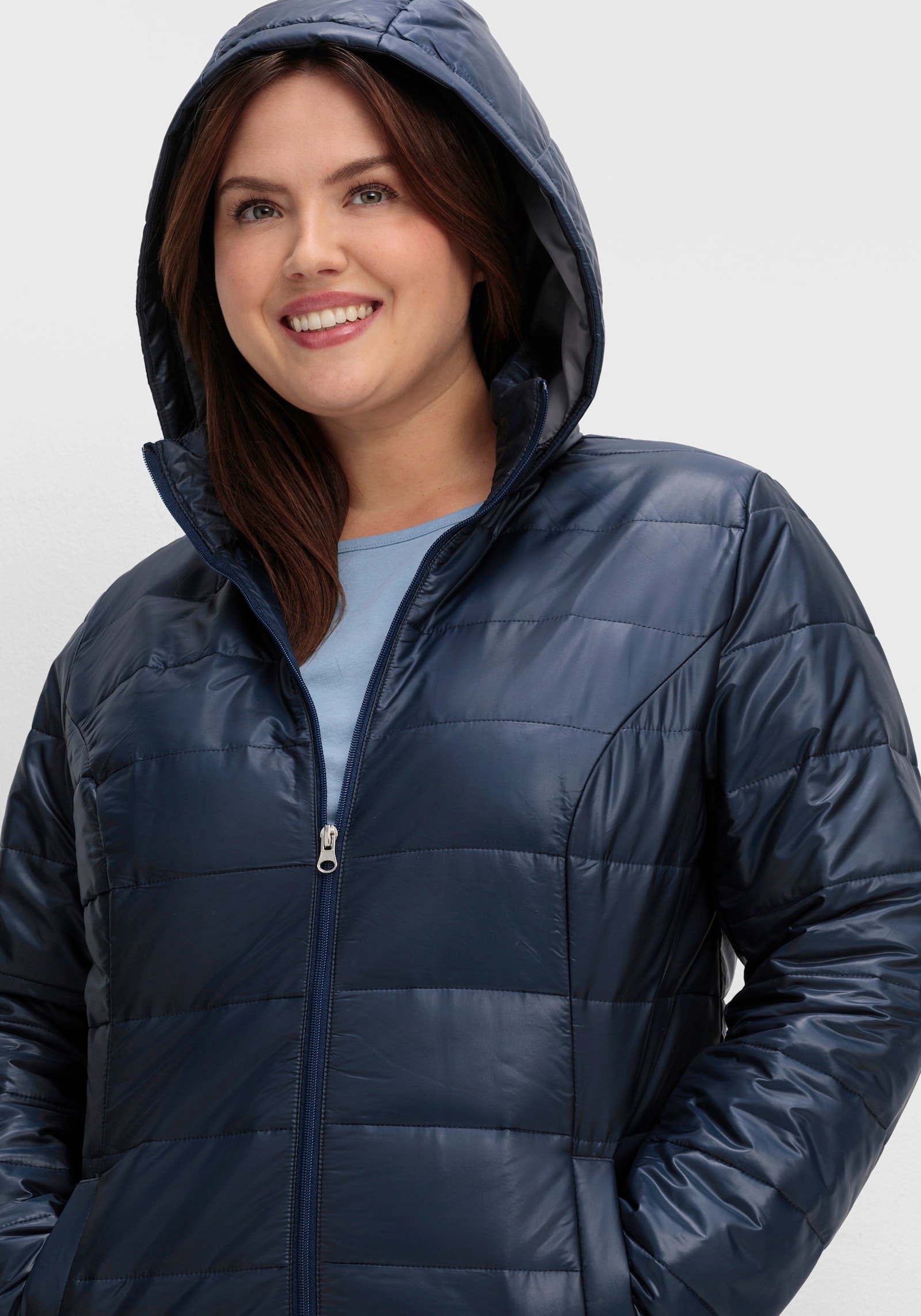 Steppjacke mit Kapuze, wärmend - marine