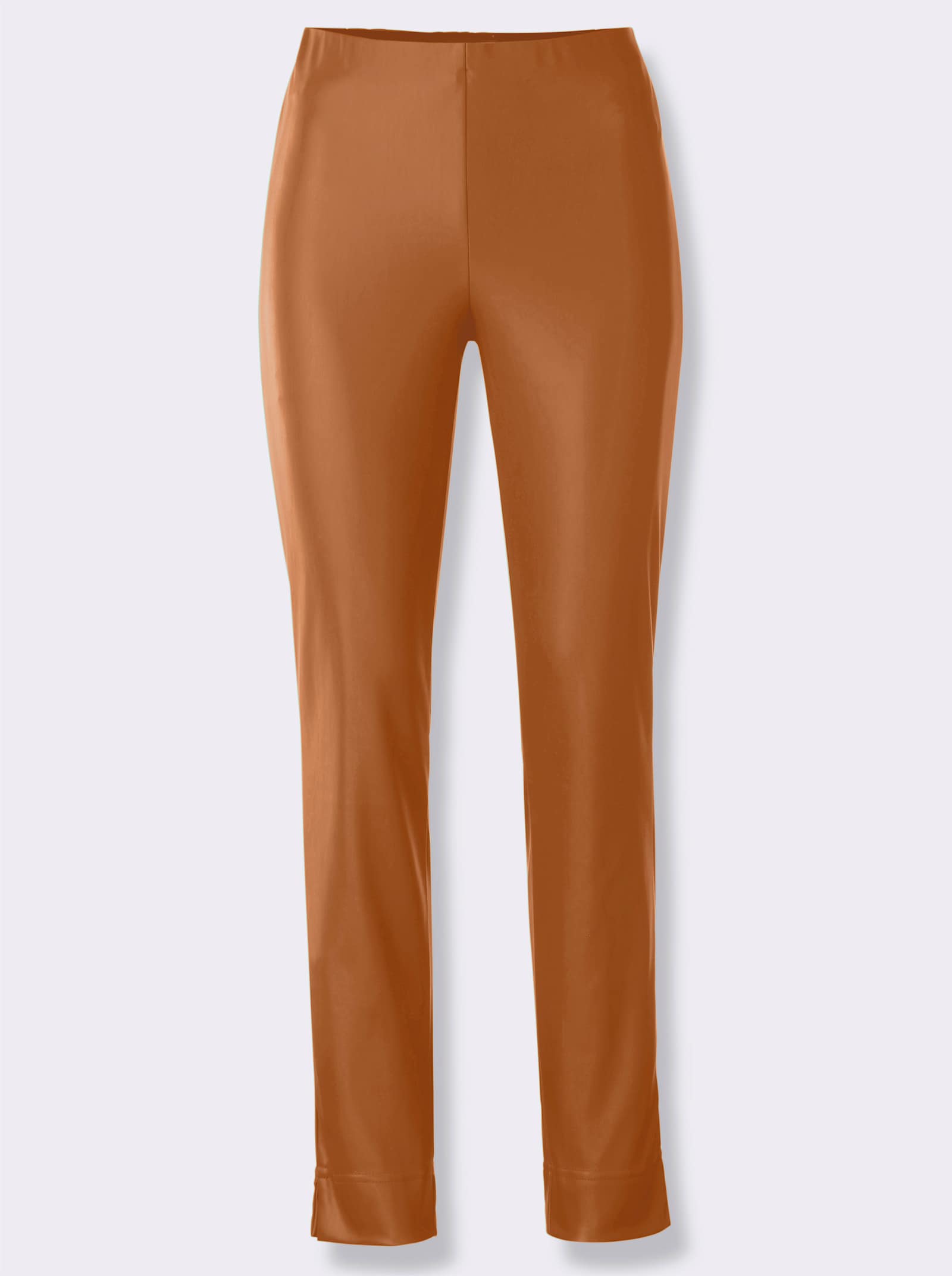 Lederimitathose in schmaler Schnittform - cognac