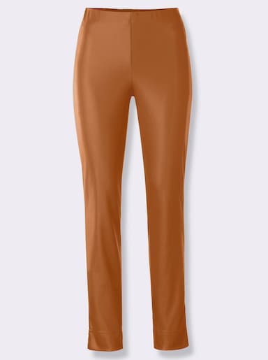 Lederimitathose in schmaler Schnittform - cognac