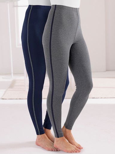 feel good Leggings mit seitlicher Paspel - marine + anthrazit-meliert