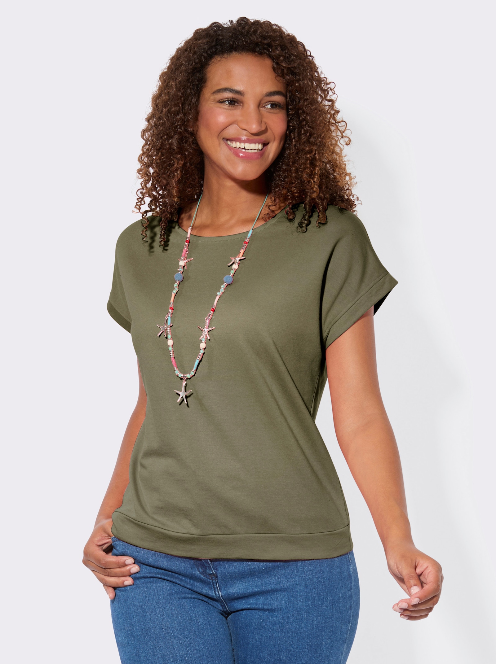 Sweatshirt im Baumwoll-Mix - khaki