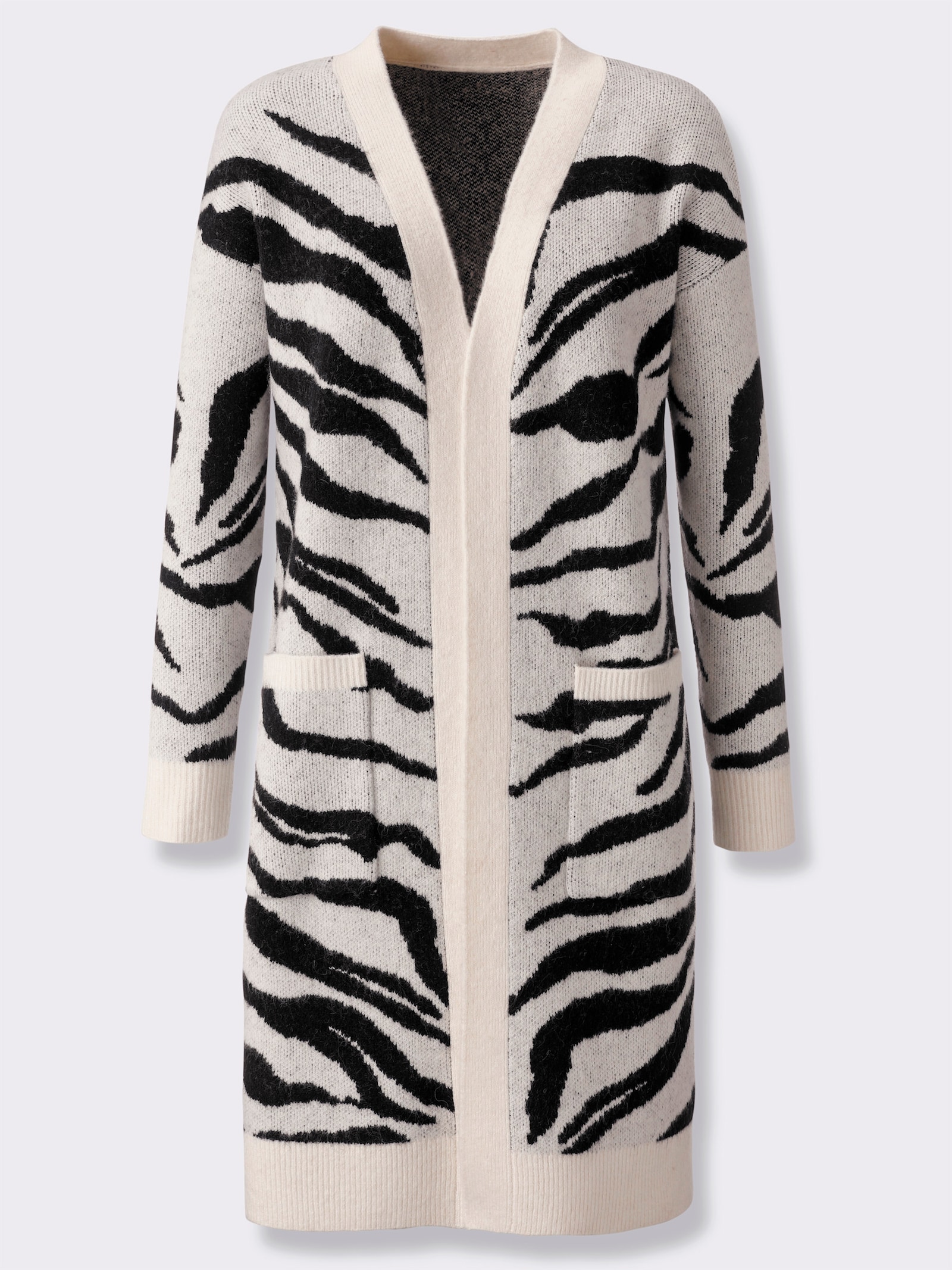 heine Vest van jacquard in zebralook - champagne/zwart gedessineerd
