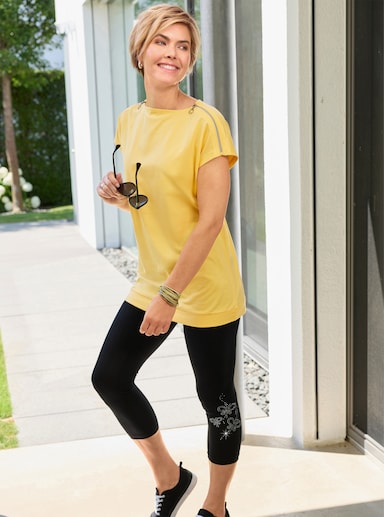 Longshirt mit U-Boot-Ausschnitt - gelb