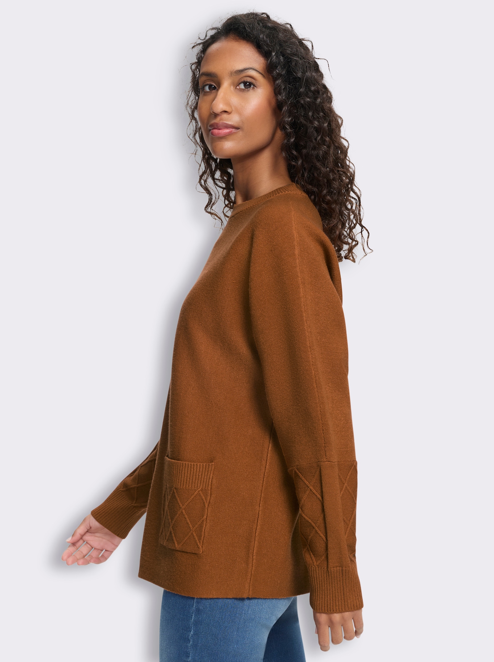 heine Feinstrickpullover mit Taschen - cognac