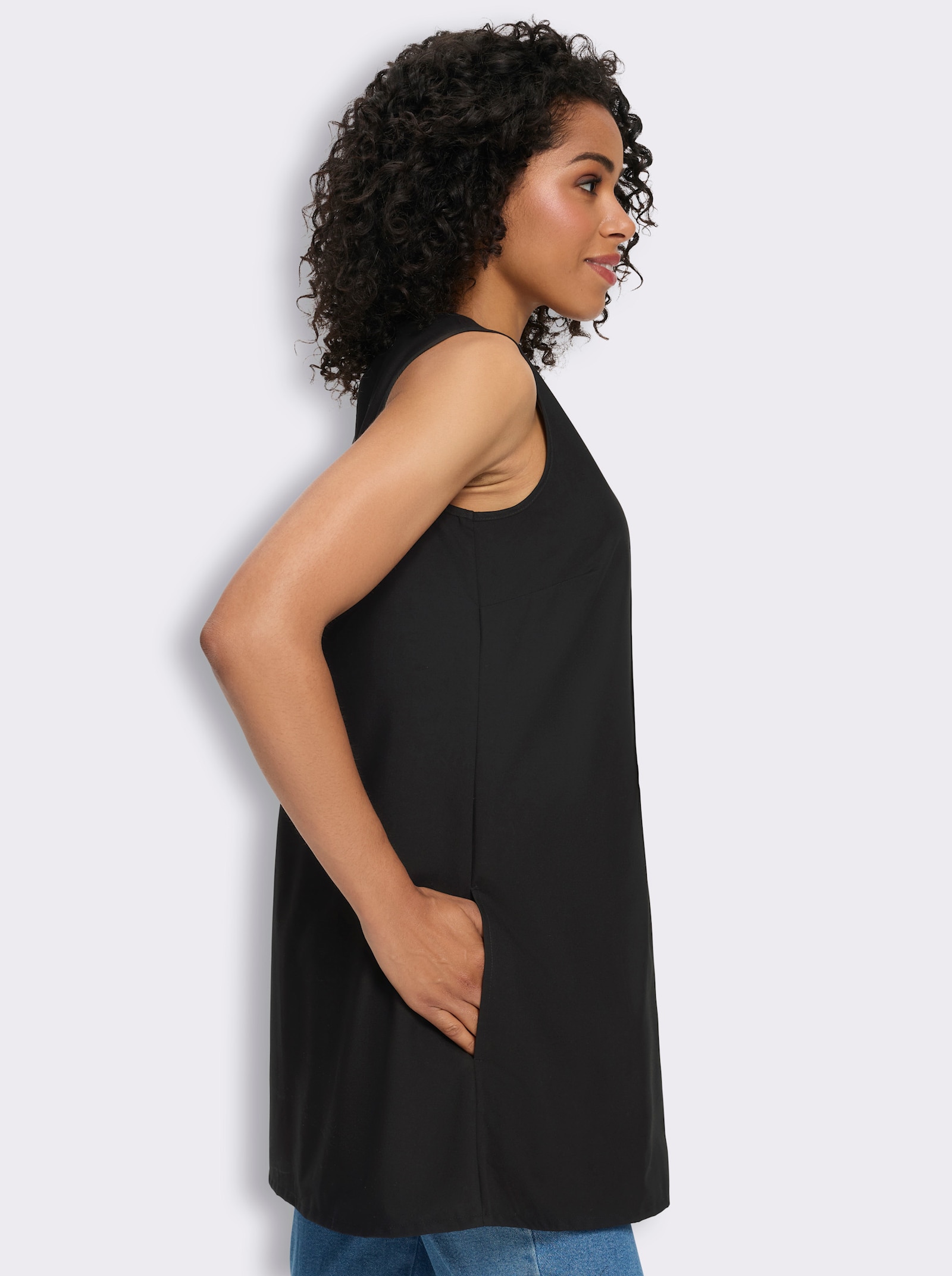  Longtop in leicht ausgestellter A-Form - schwarz