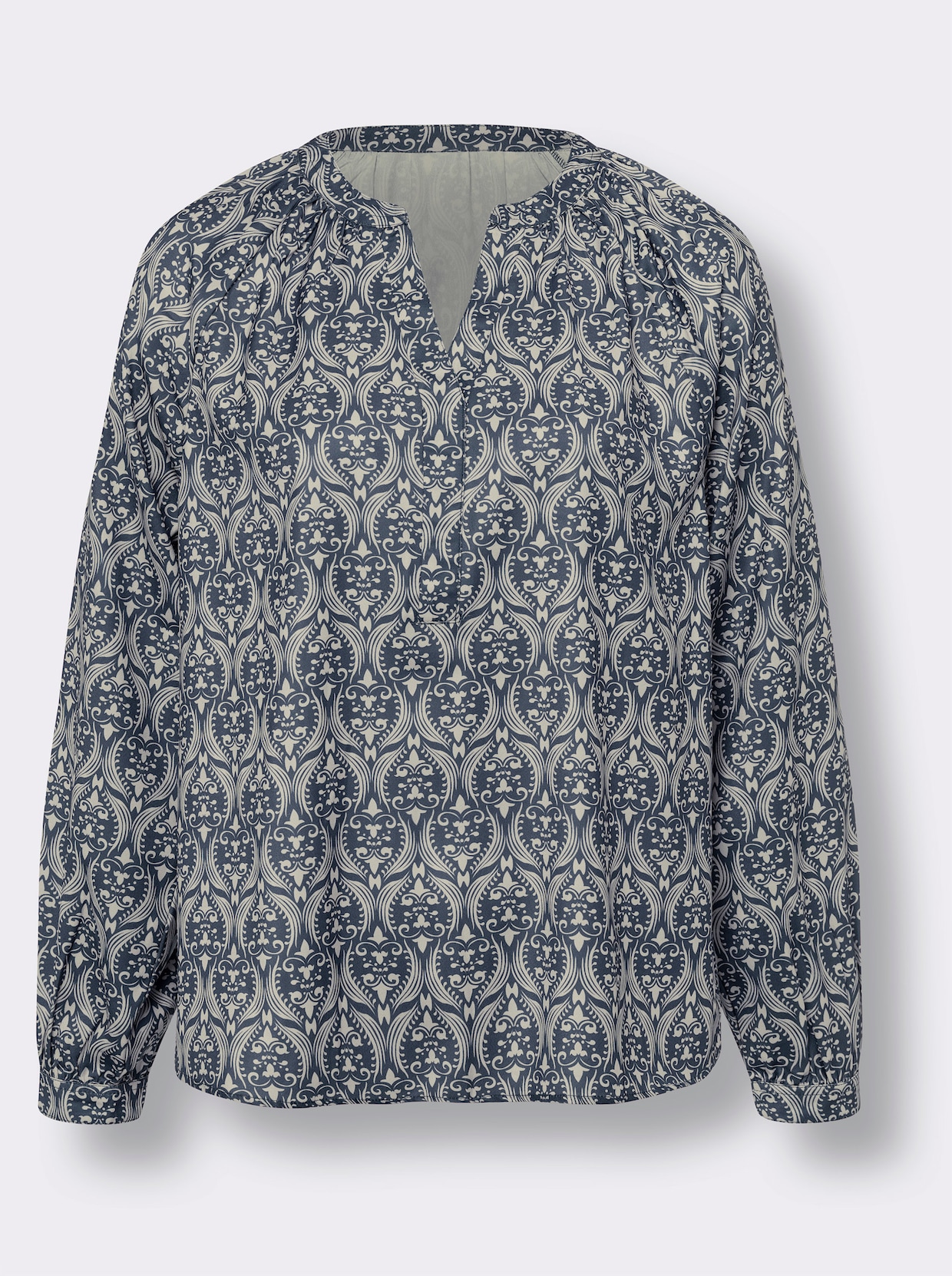 heine Comfortabele blouse - zand/rookblauw bedrukt