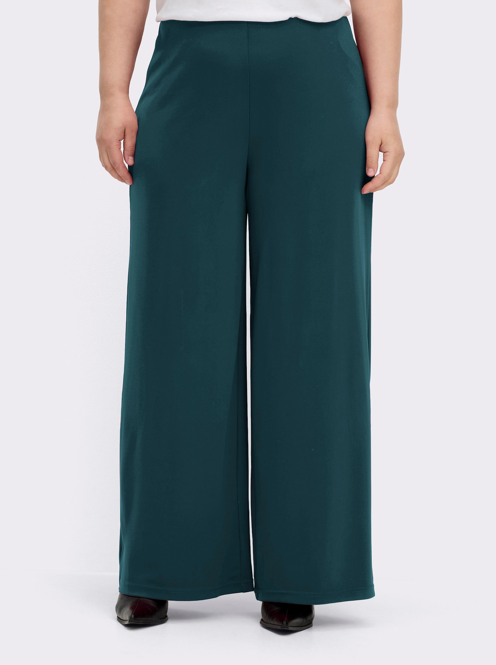 Palazzohose mit Elastik-Bund - petrol