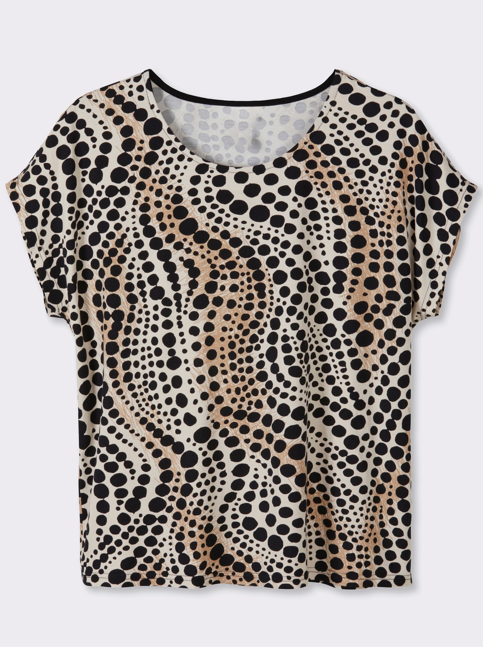 Print-Shirt im Tupfen-Dessin - elfenbein-schwarz-bedruckt