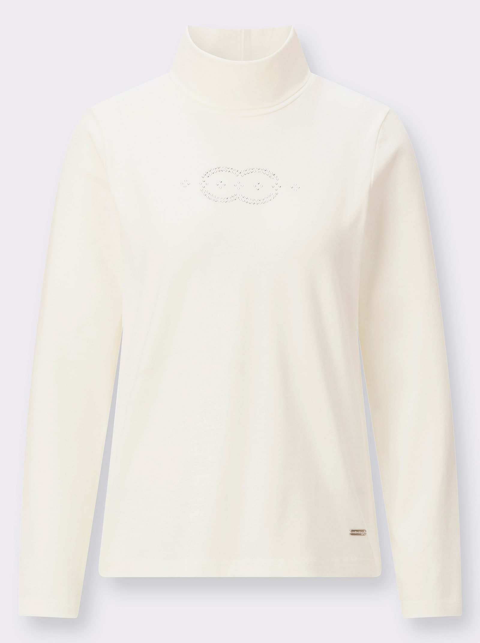 Rollkragenshirt mit Metallplättchen-Verzierung - ecru