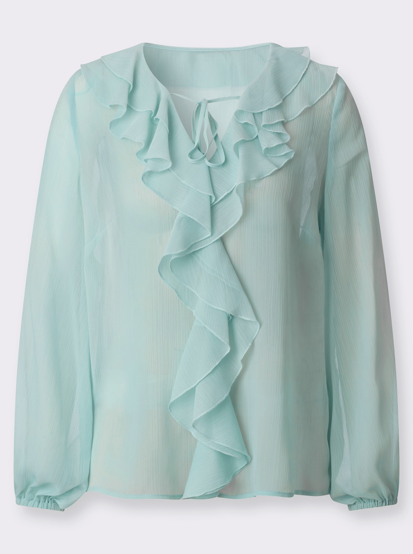 Schlupfbluse mit Volants - kalkmint