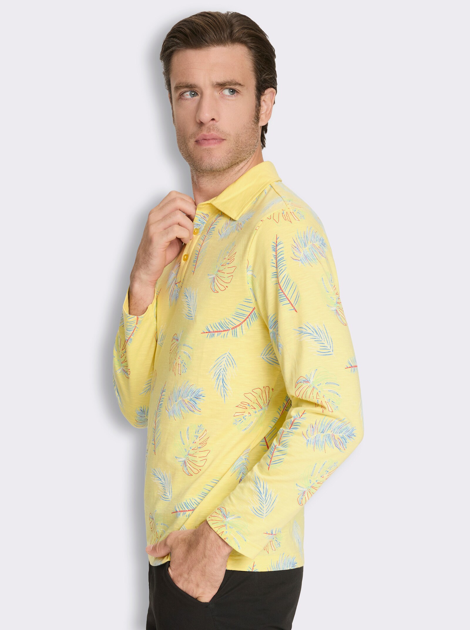 Marco Donati Langarmshirt aus Flammgarn - zitrone-bedruckt