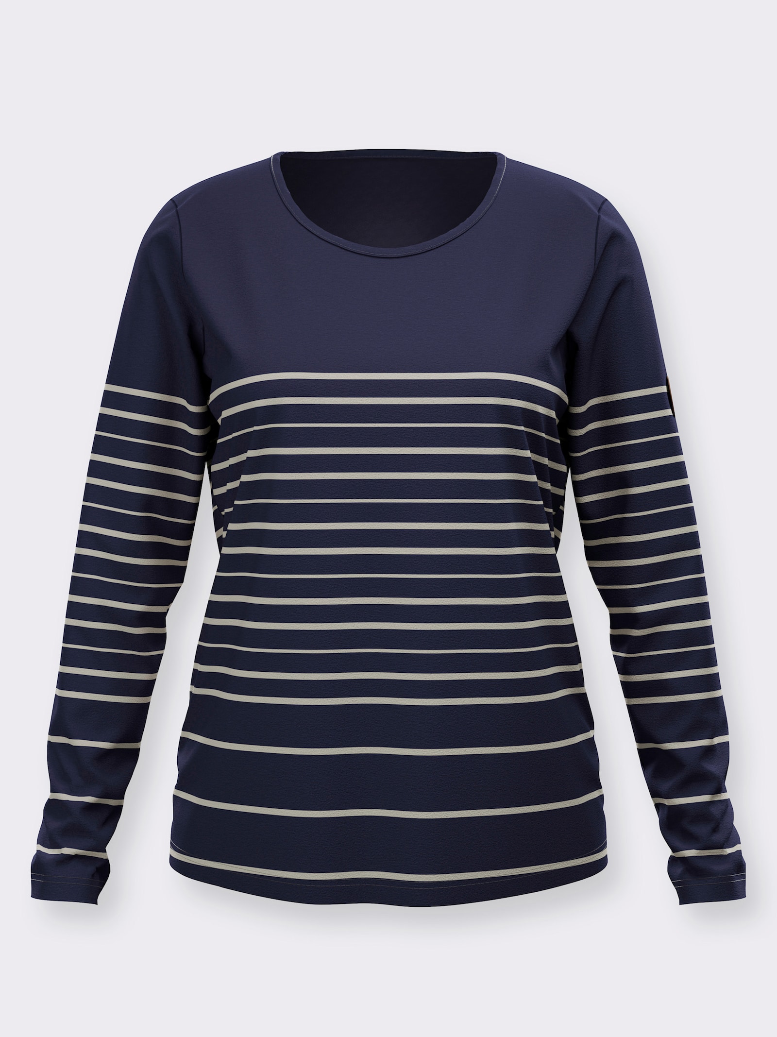Langarmshirt mit Ringelmuster - marine-sand-geringelt