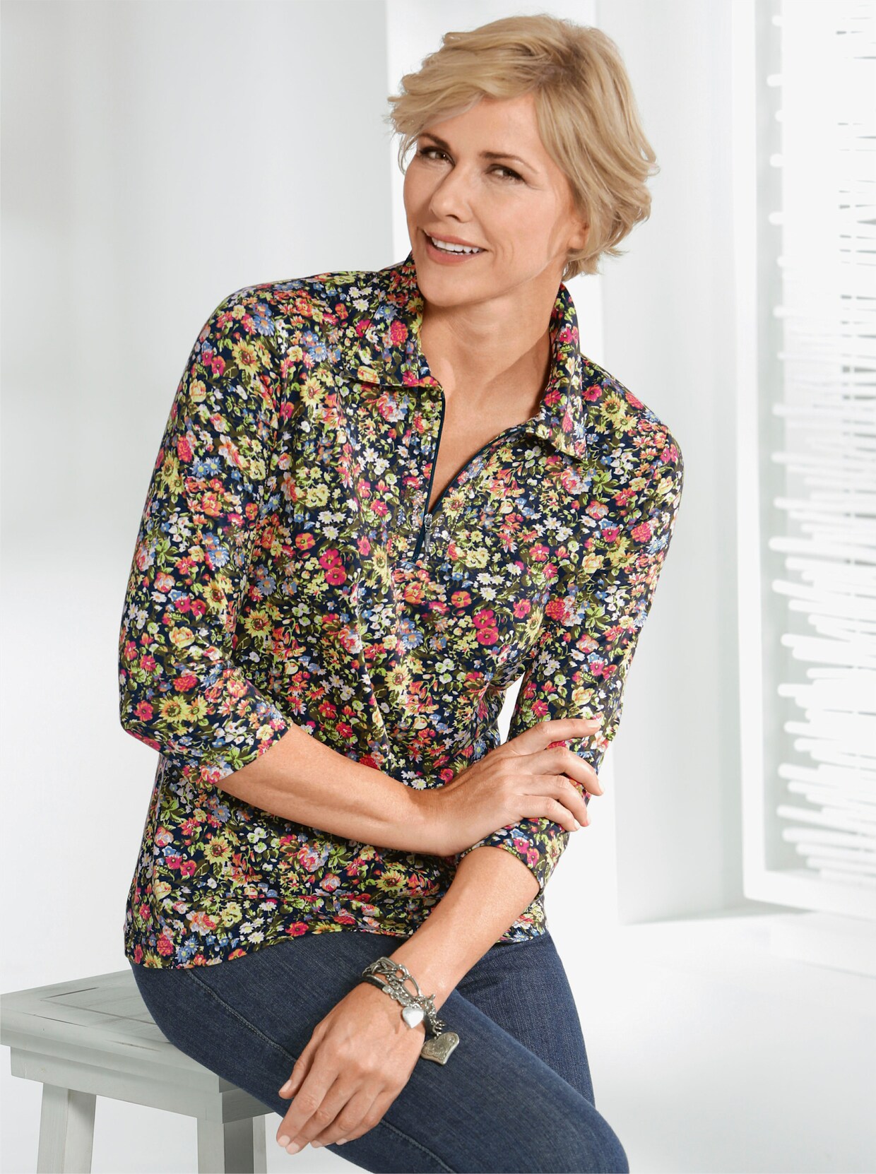 Poloshirt - gelb-gemustert