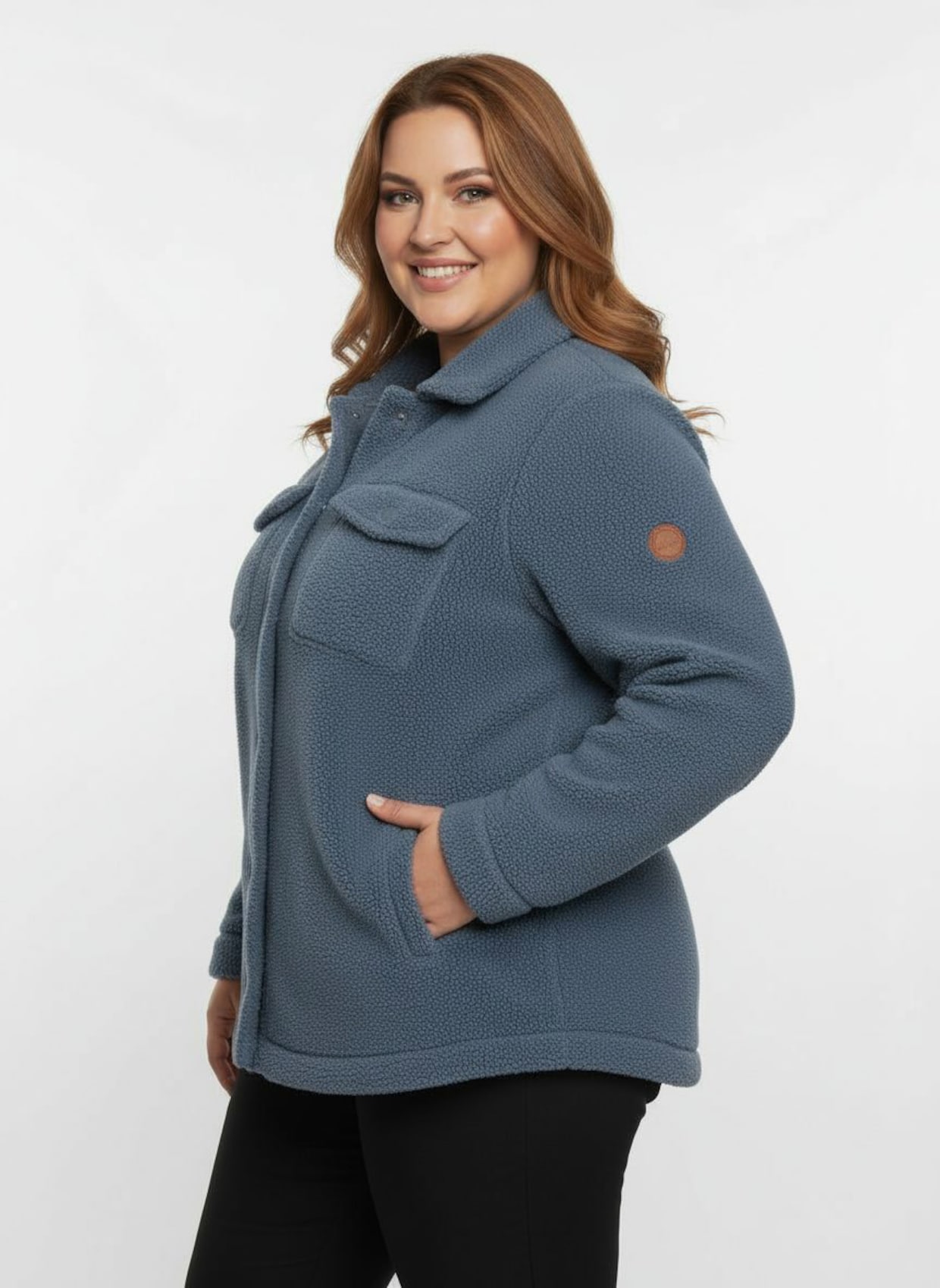 Jackenblazer aus Fleece - rauchblau