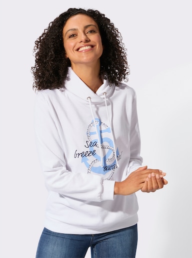 Sweatshirt mit weich angerauter Innenseite - weiß