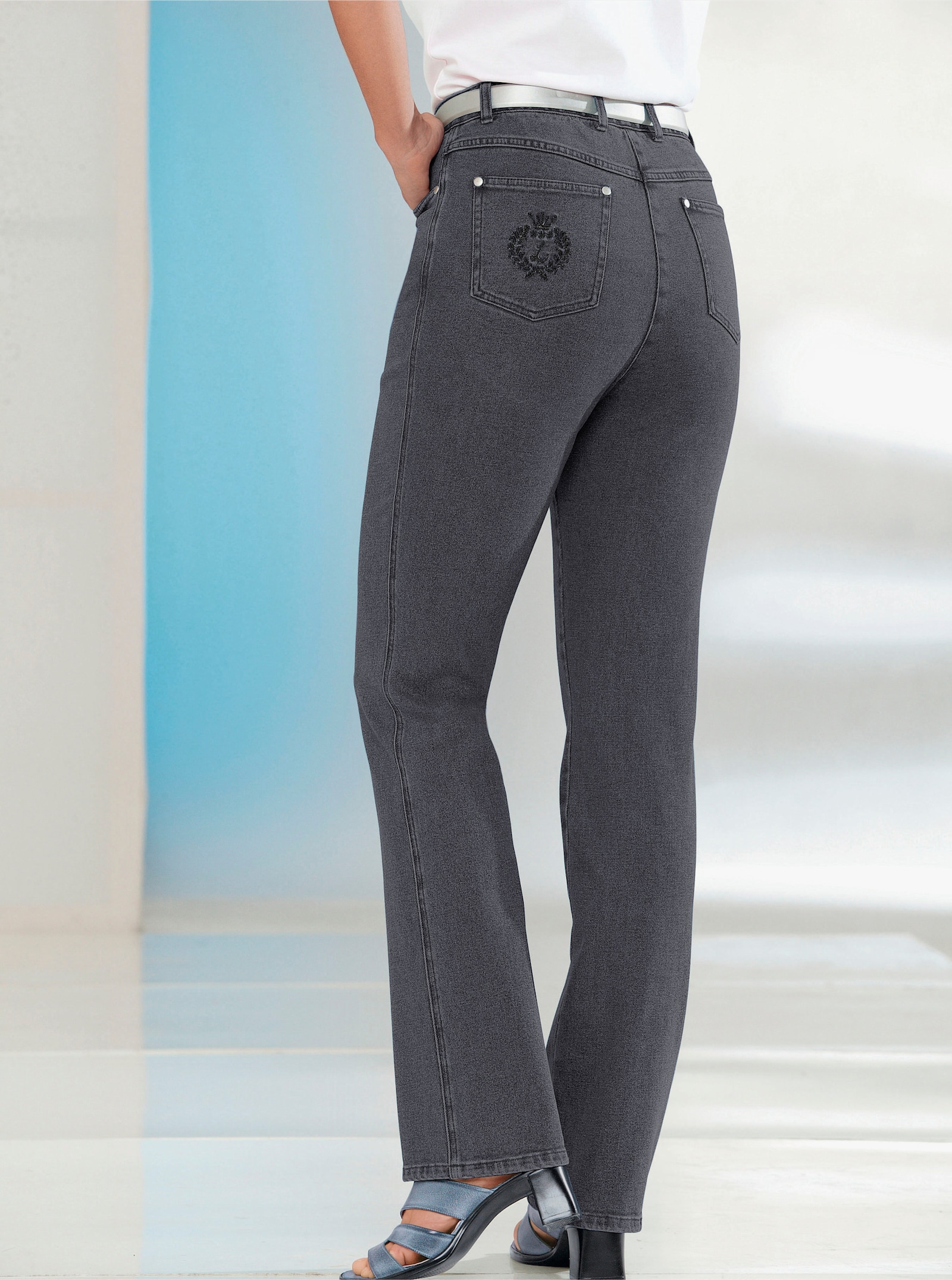 5-pocketjeans met comfortband aan de binnenzijde - grey-denim