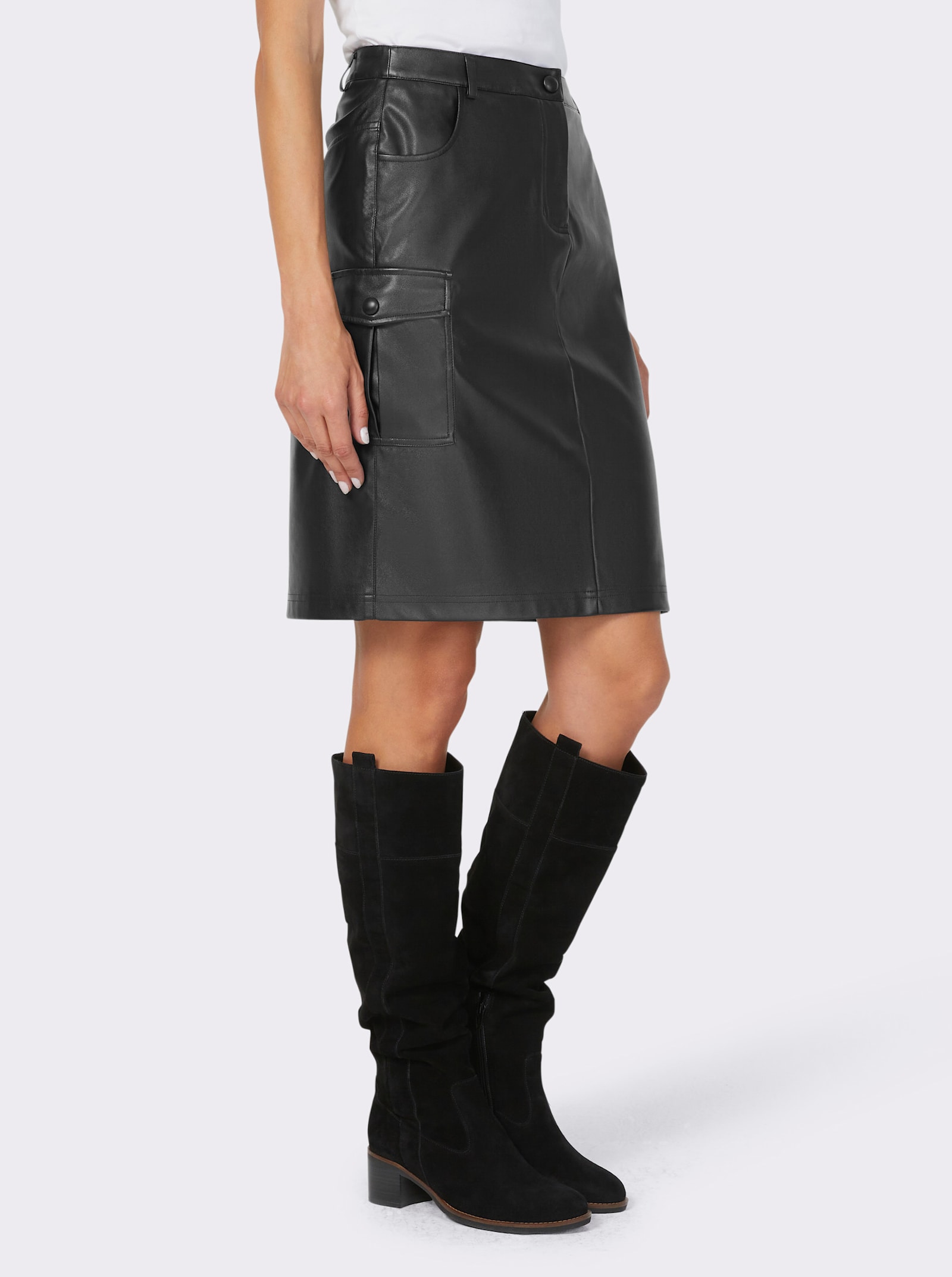 heine Jupe en synthétique avec fente au dos - noir