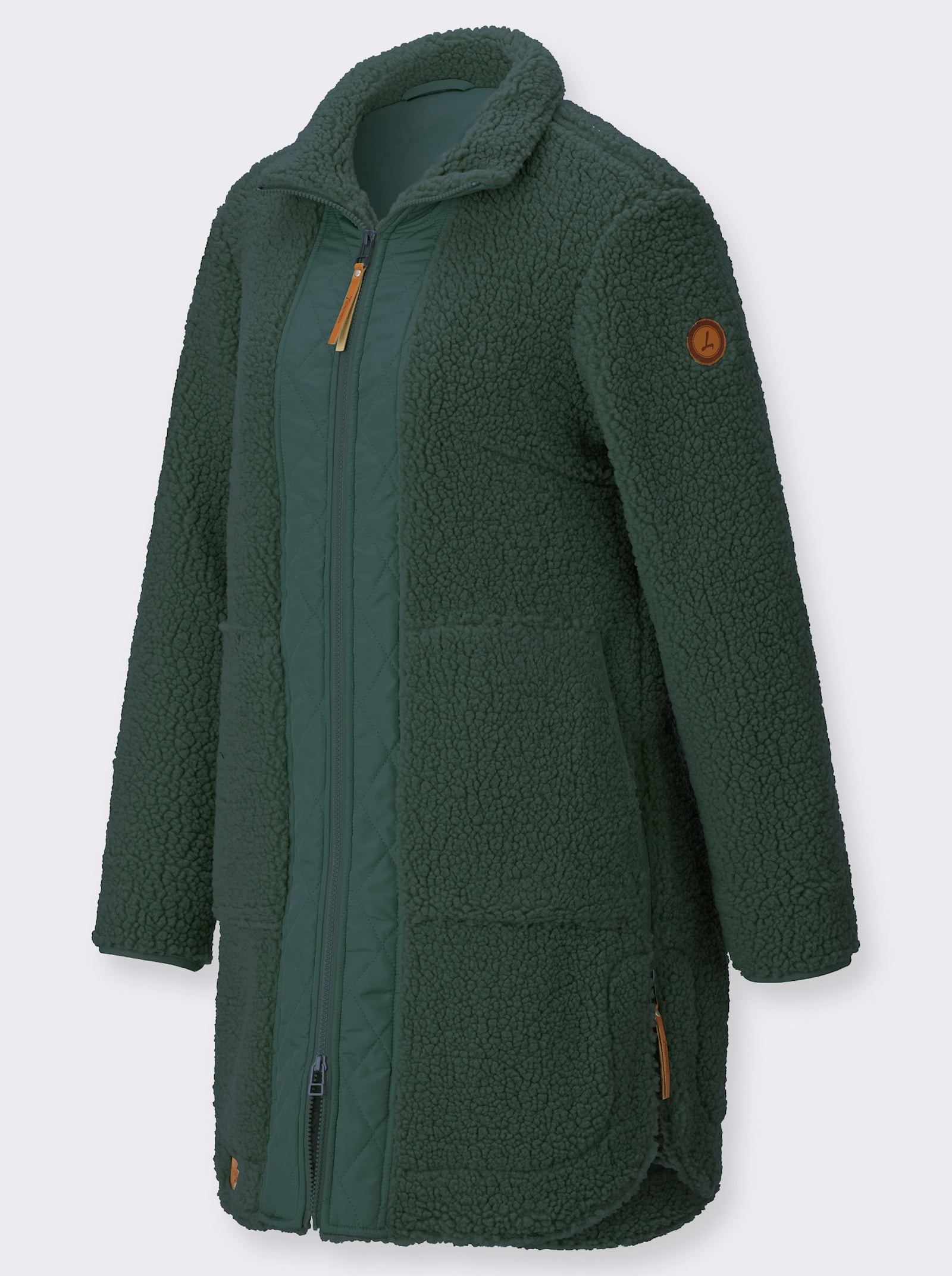  Teddyjacke mit Reißverschluss an den Saumschlitzen - moos