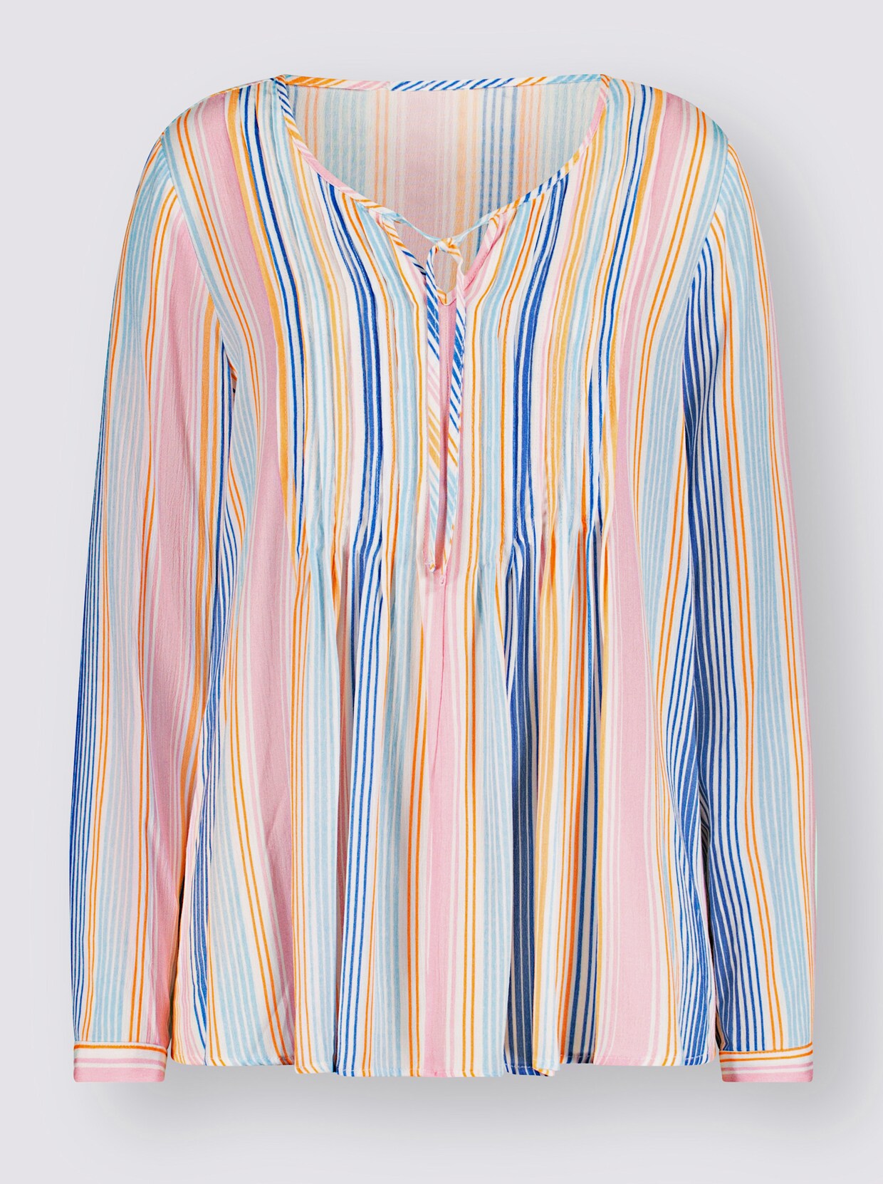 Comfortabele blouse - zalm/lichtblauw gestreept