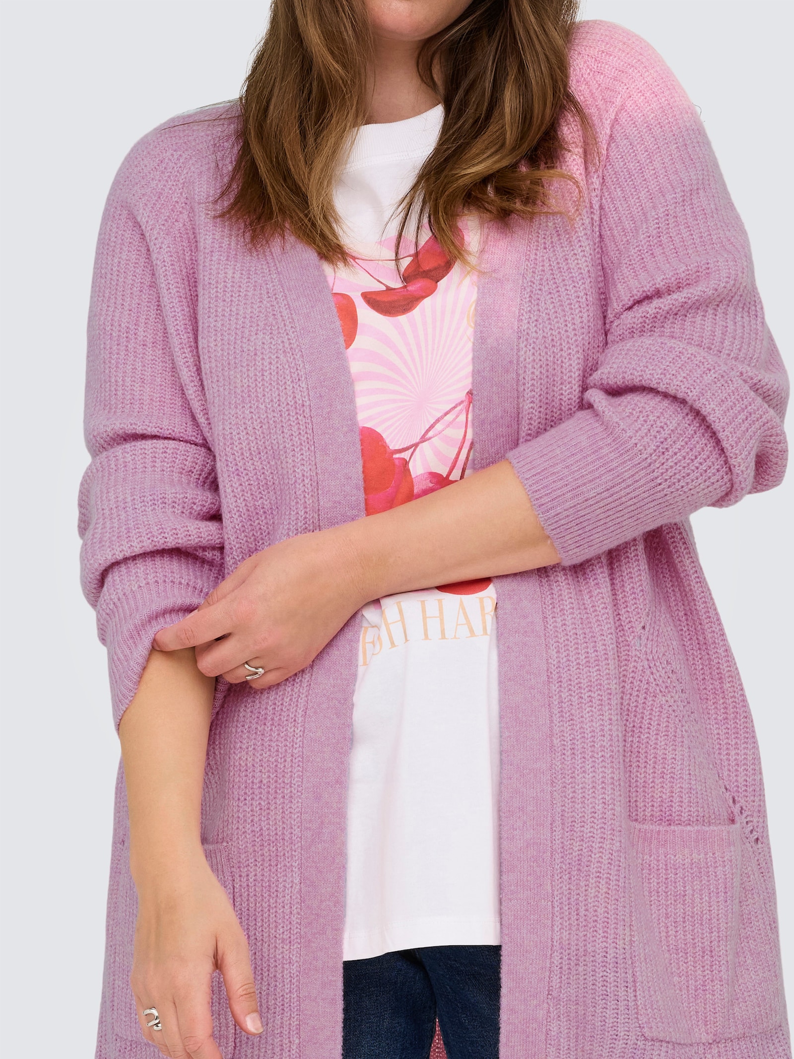 ONLY CARMAKOMA Strickjacke - mauve mist detail:melange