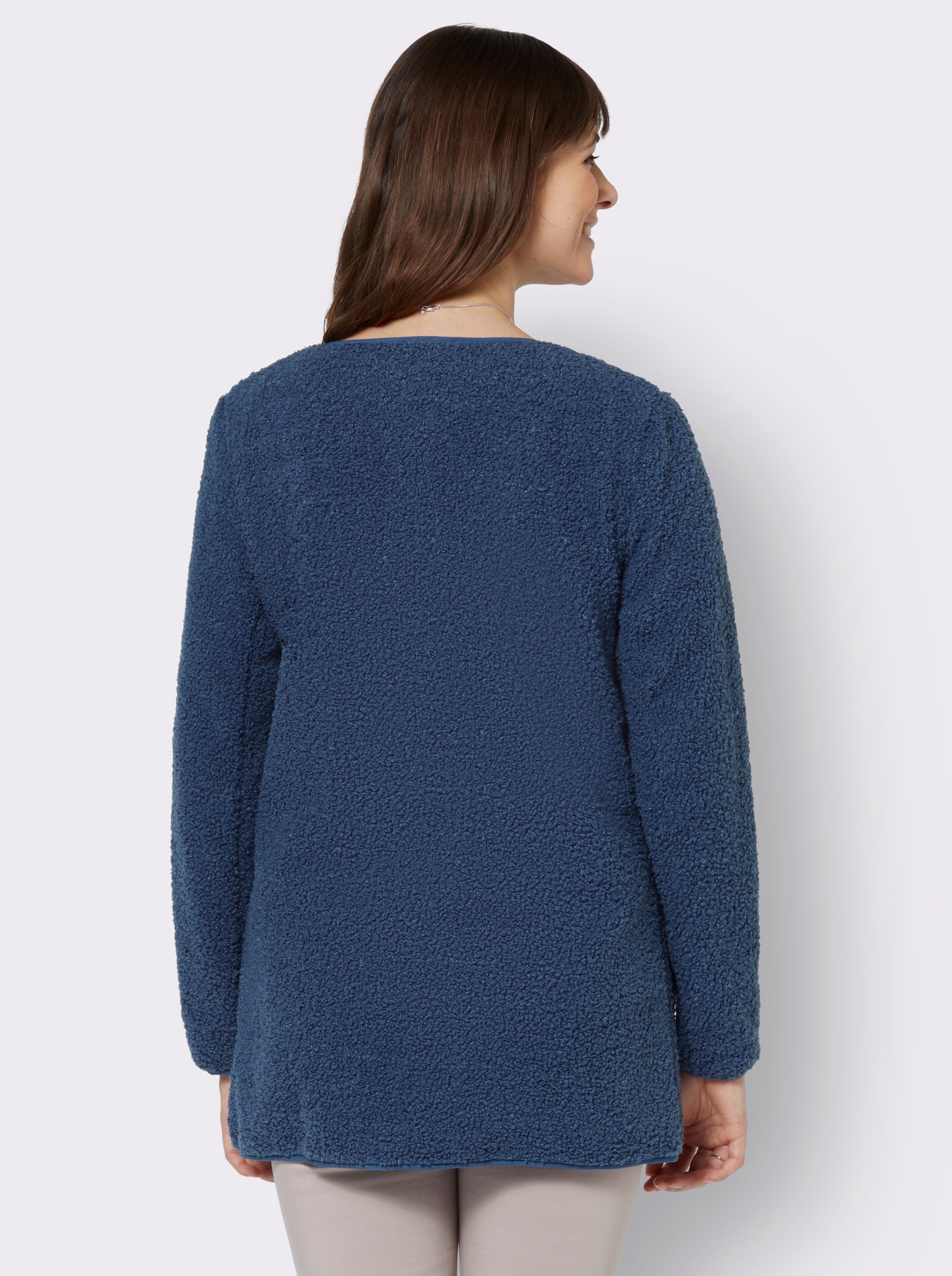 Fleecejacke in Teddy-Qualität - jeansblau