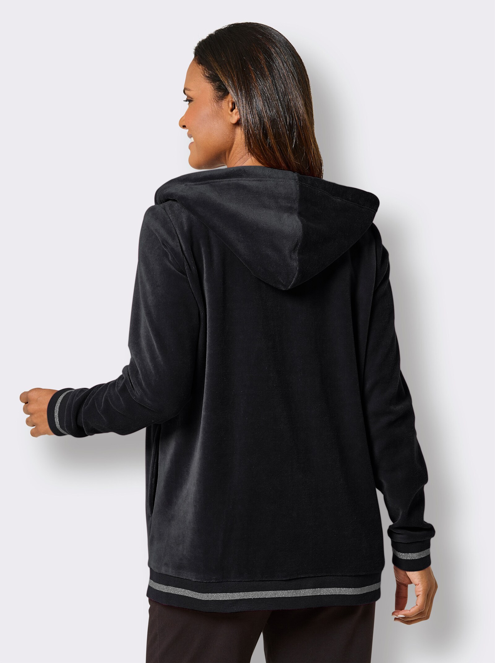 feel good Nickijacke mit Glitzer-Details - schwarz