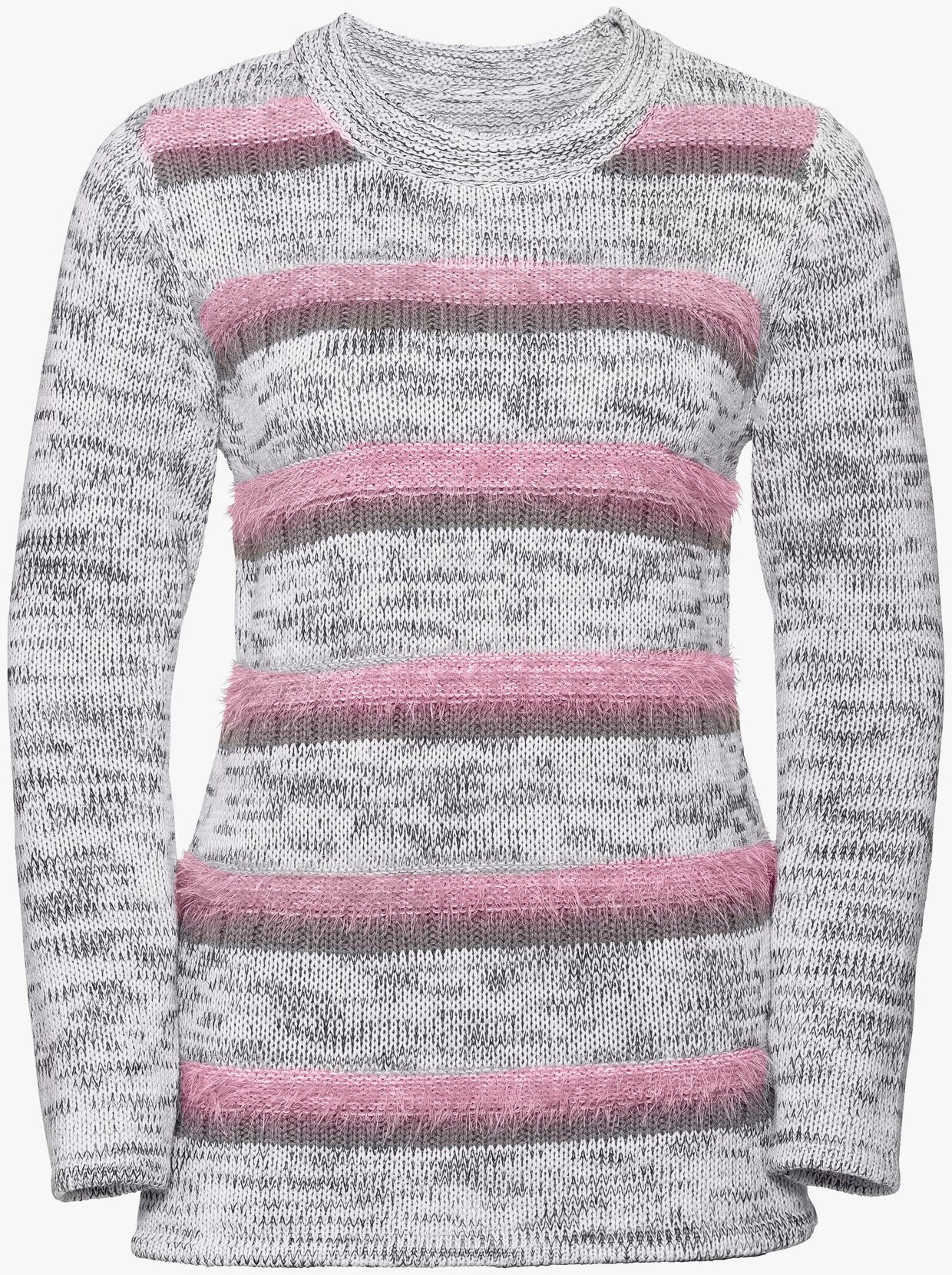 Gestreepte pullover - grijs/roze