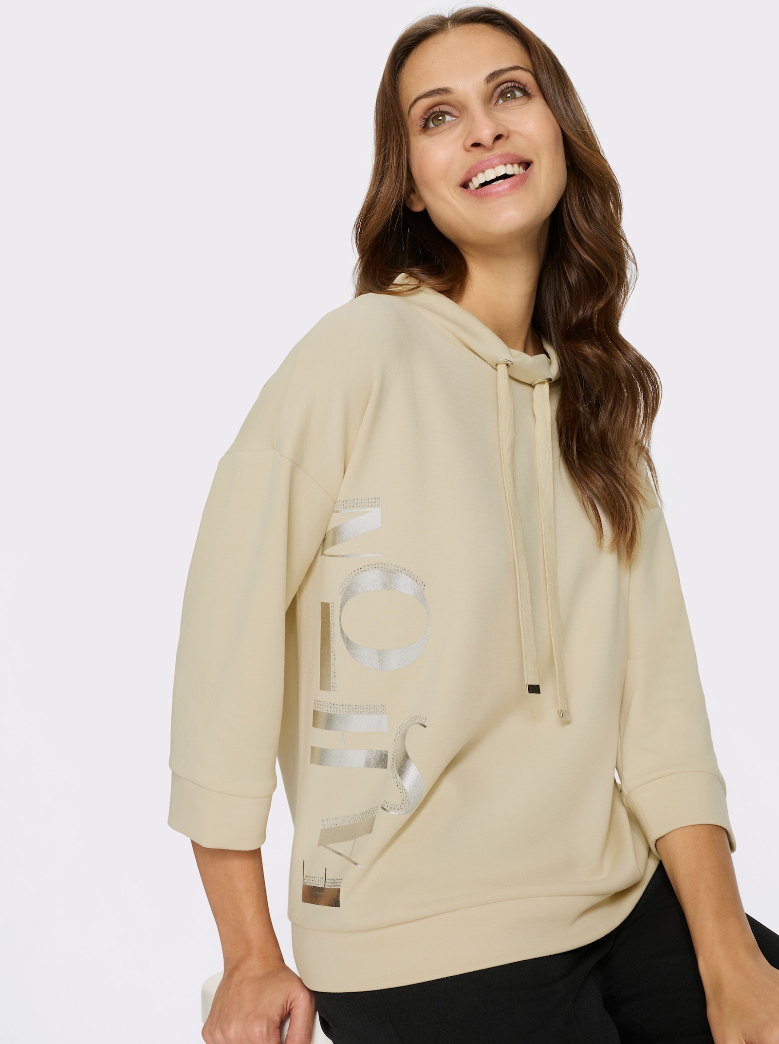 Sweatshirt mit Schriftzug - sand