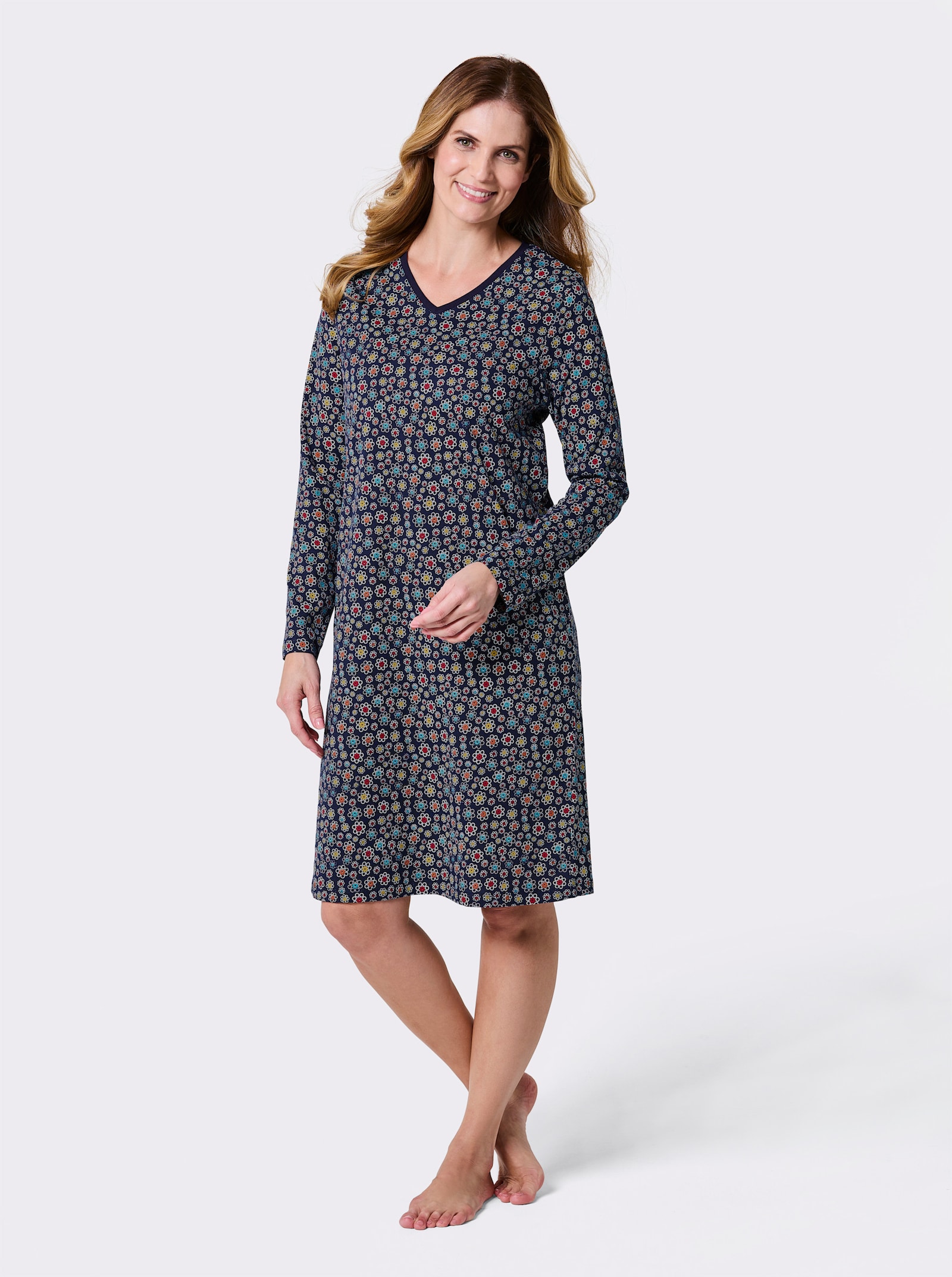 wäschepur Nachthemd mit floralem Muster - marine-bedruckt