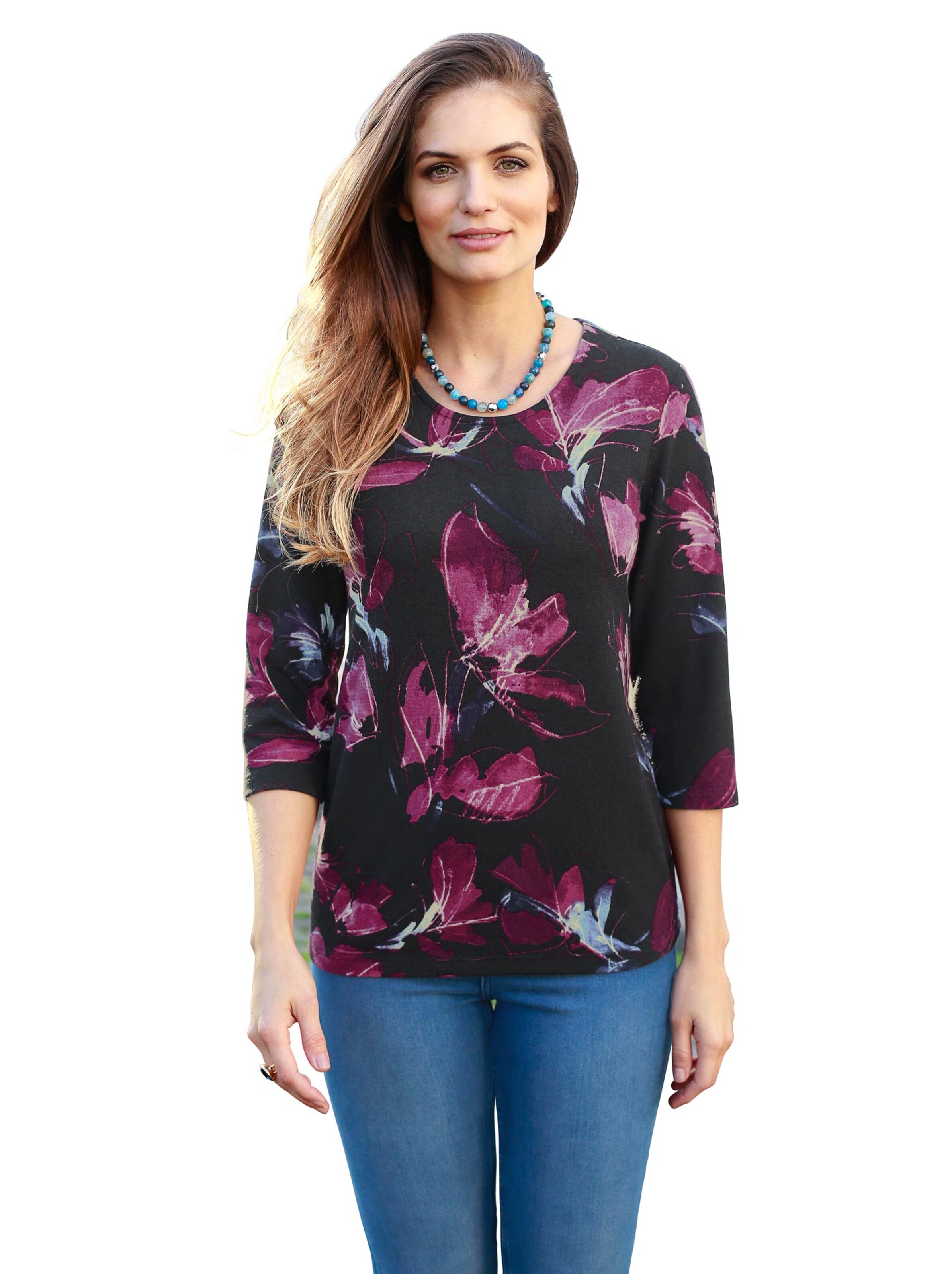 Pullover - fuchsia-bedruckt