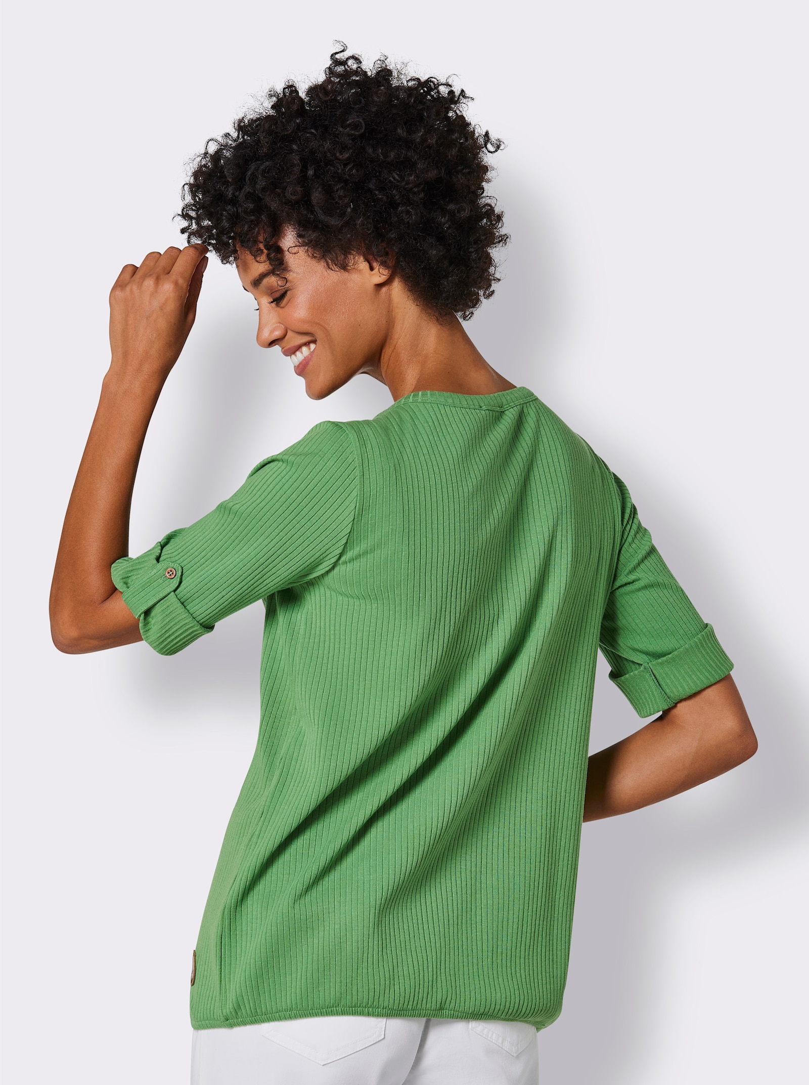 CREATION L PREMIUM Shirt met korte mouwen en sierknopen - appel