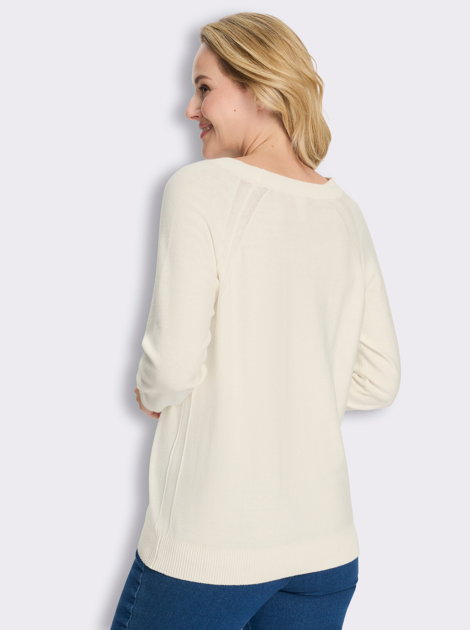 Strickjacke mit Raglan-Ärmeln - ecru