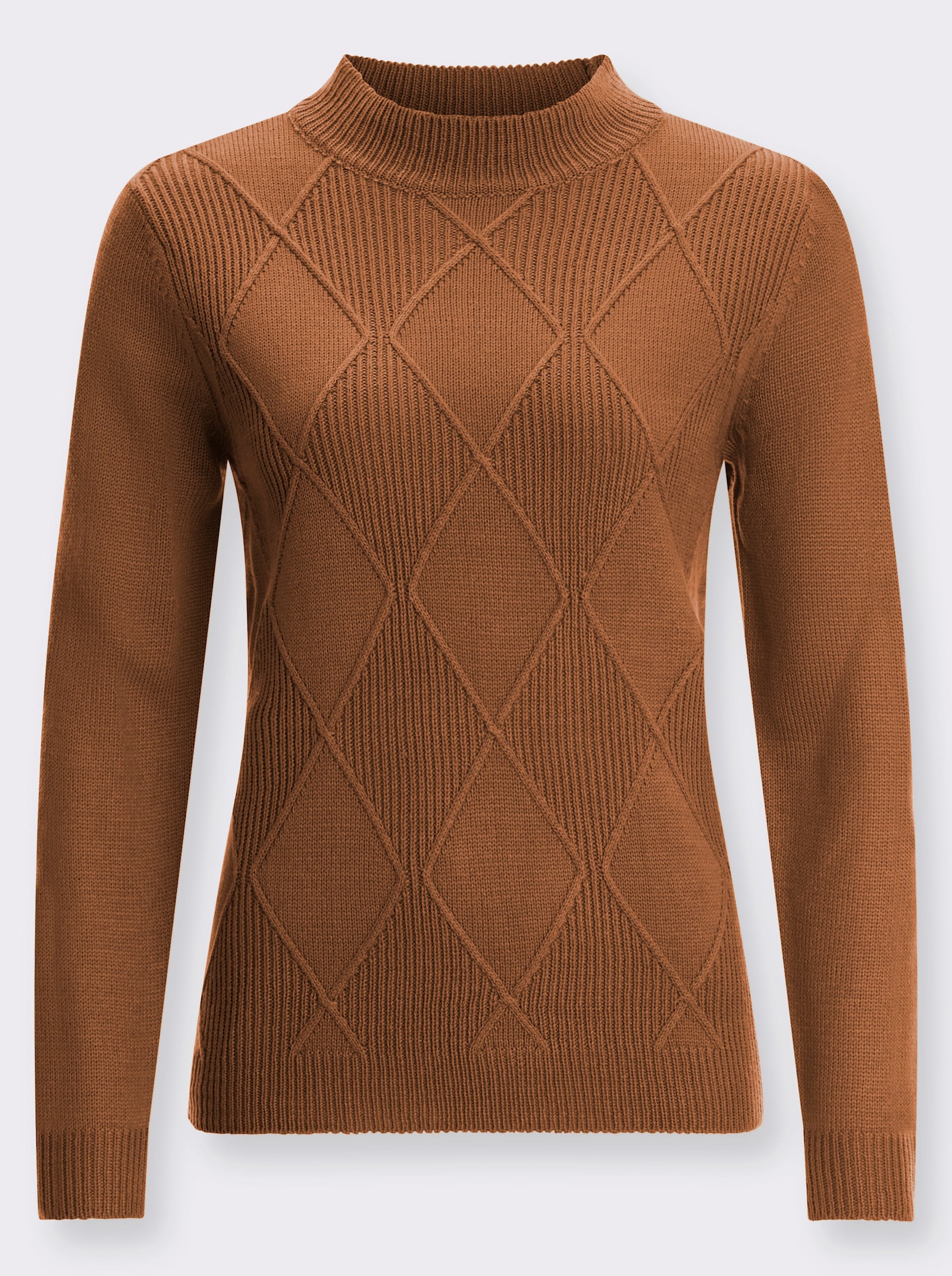Pullover met opstaande kraag en lange mouwen - cognac