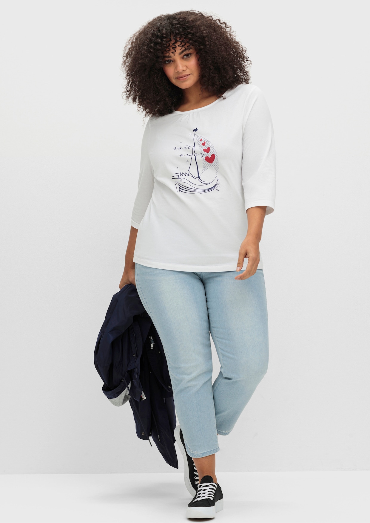 3/4-Arm-Shirt - ecru-marine