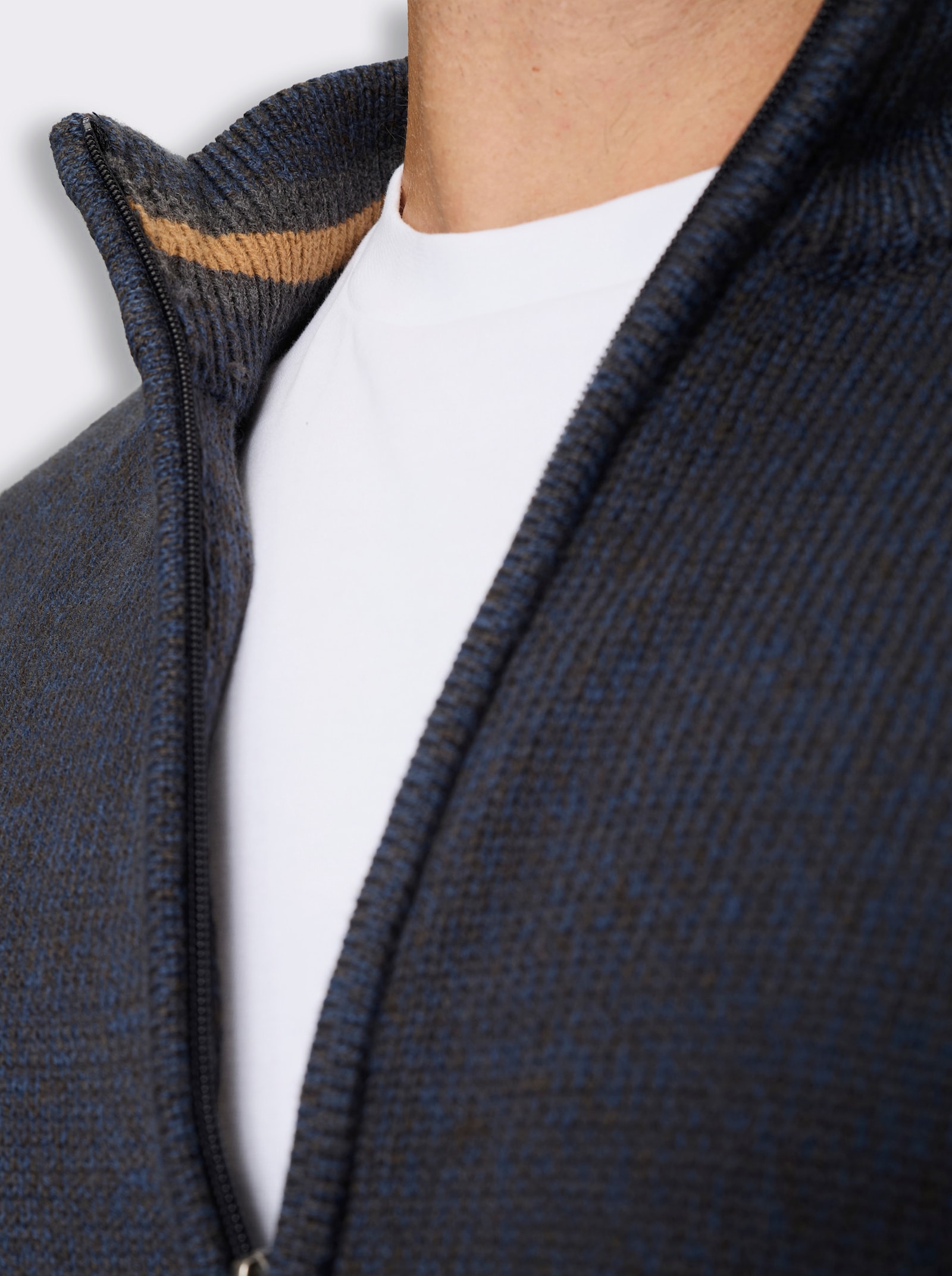Marco Donati Strickjacke mit durchgehendem Reißverschluss - dunkelblau-meliert
