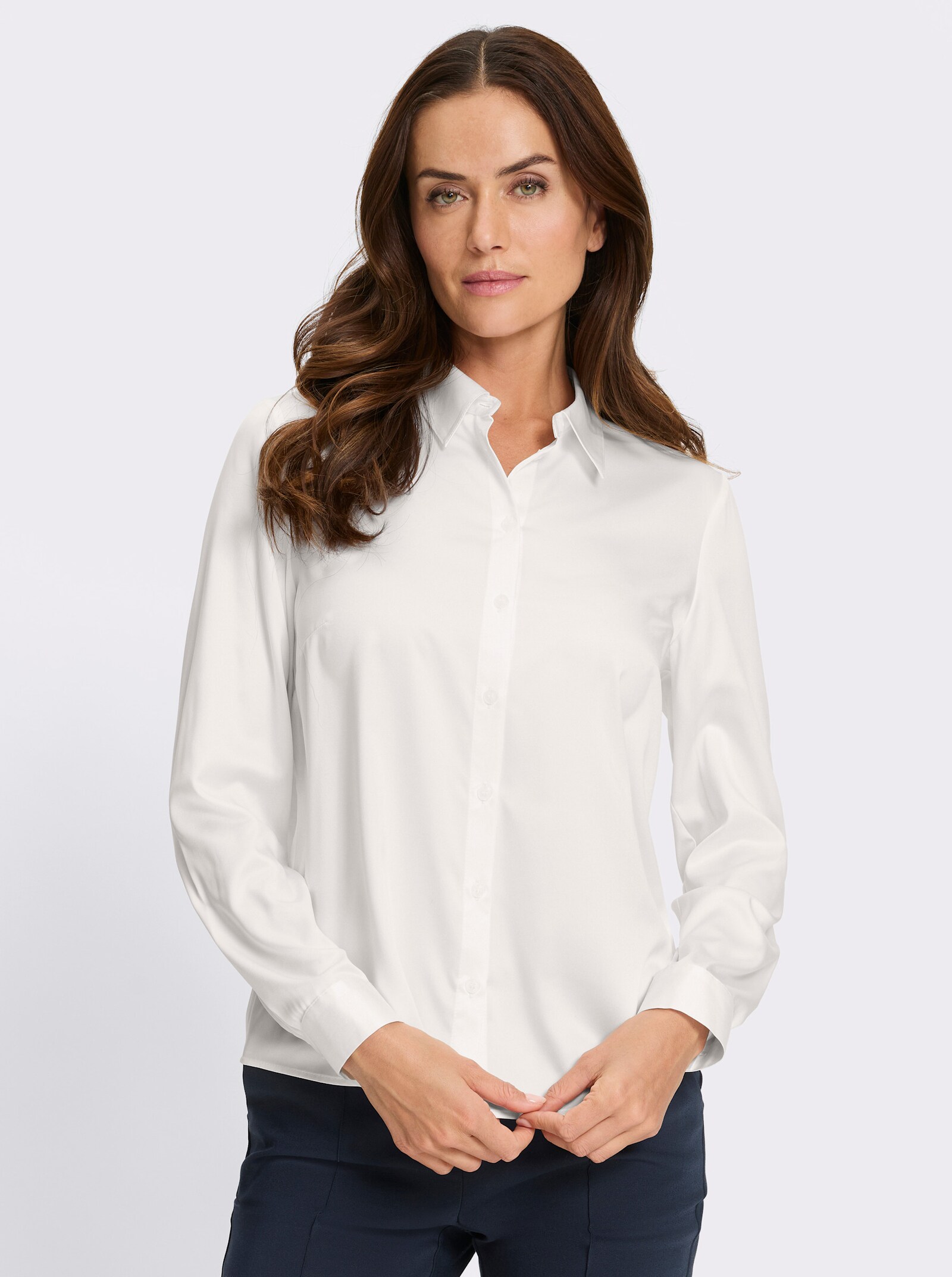 heine Satinbluse mit abgerundetem Saum - ecru