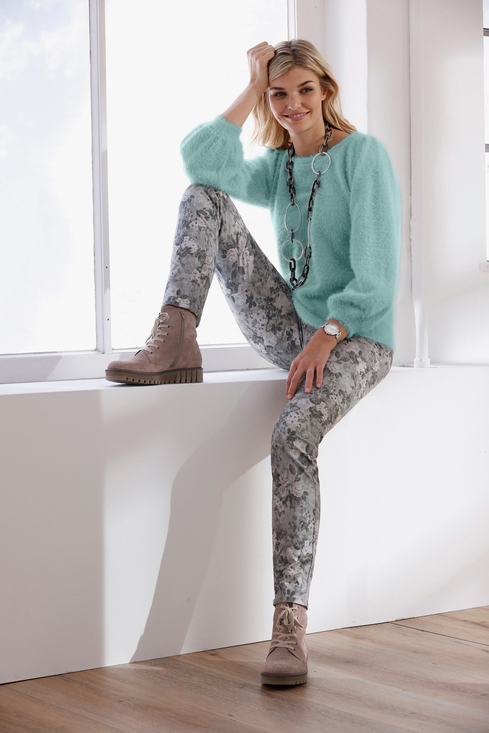 heine Strickpullover aus Flauschgarn - kalkmint