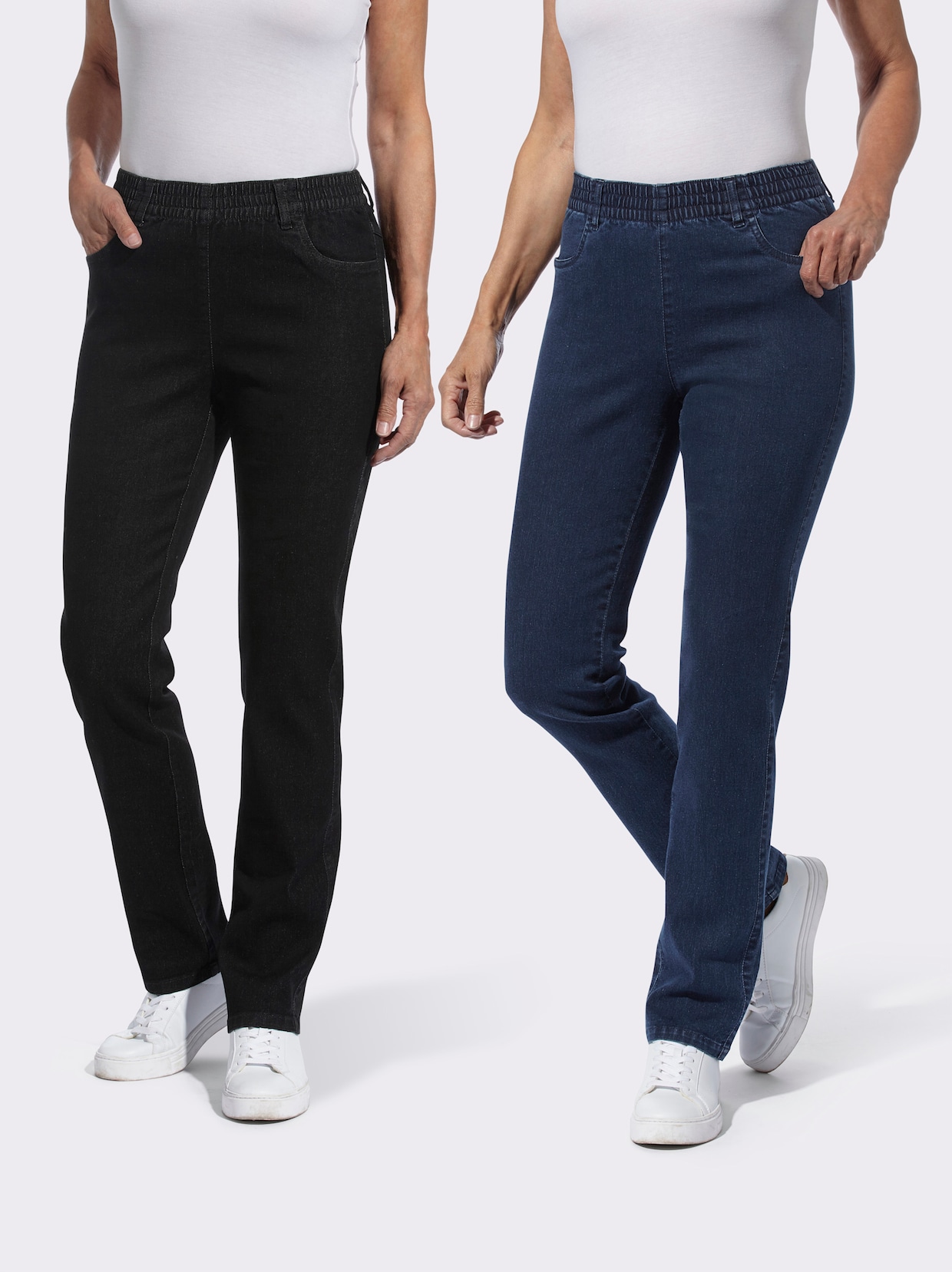 Jeans - dark blue + black denim