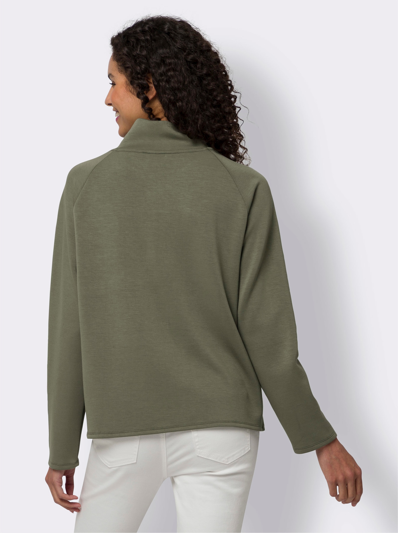 heine Sweatshirt in asymmetrischer Wickel-Optik - khaki