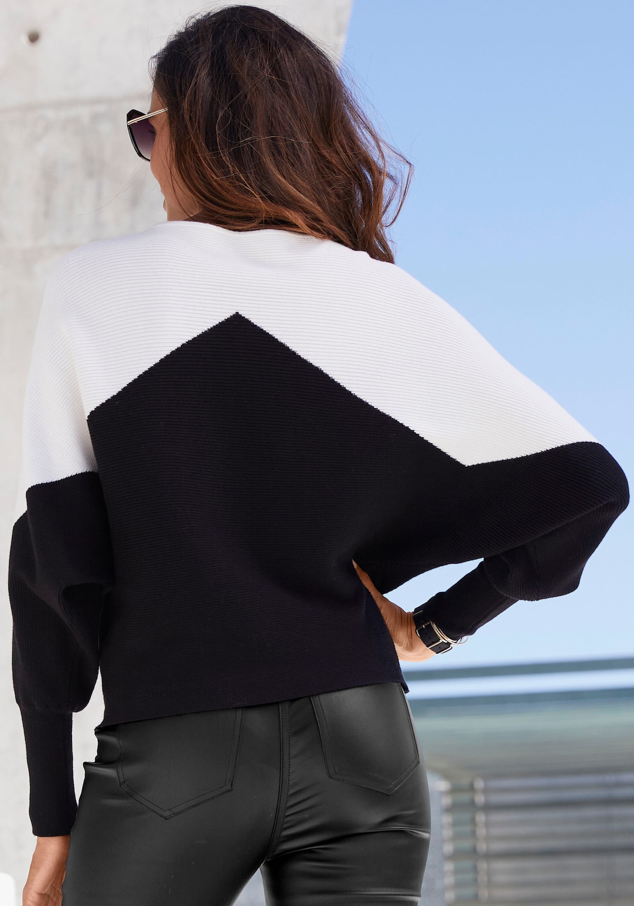 LASCANA Pull en tricot - blanc-noir