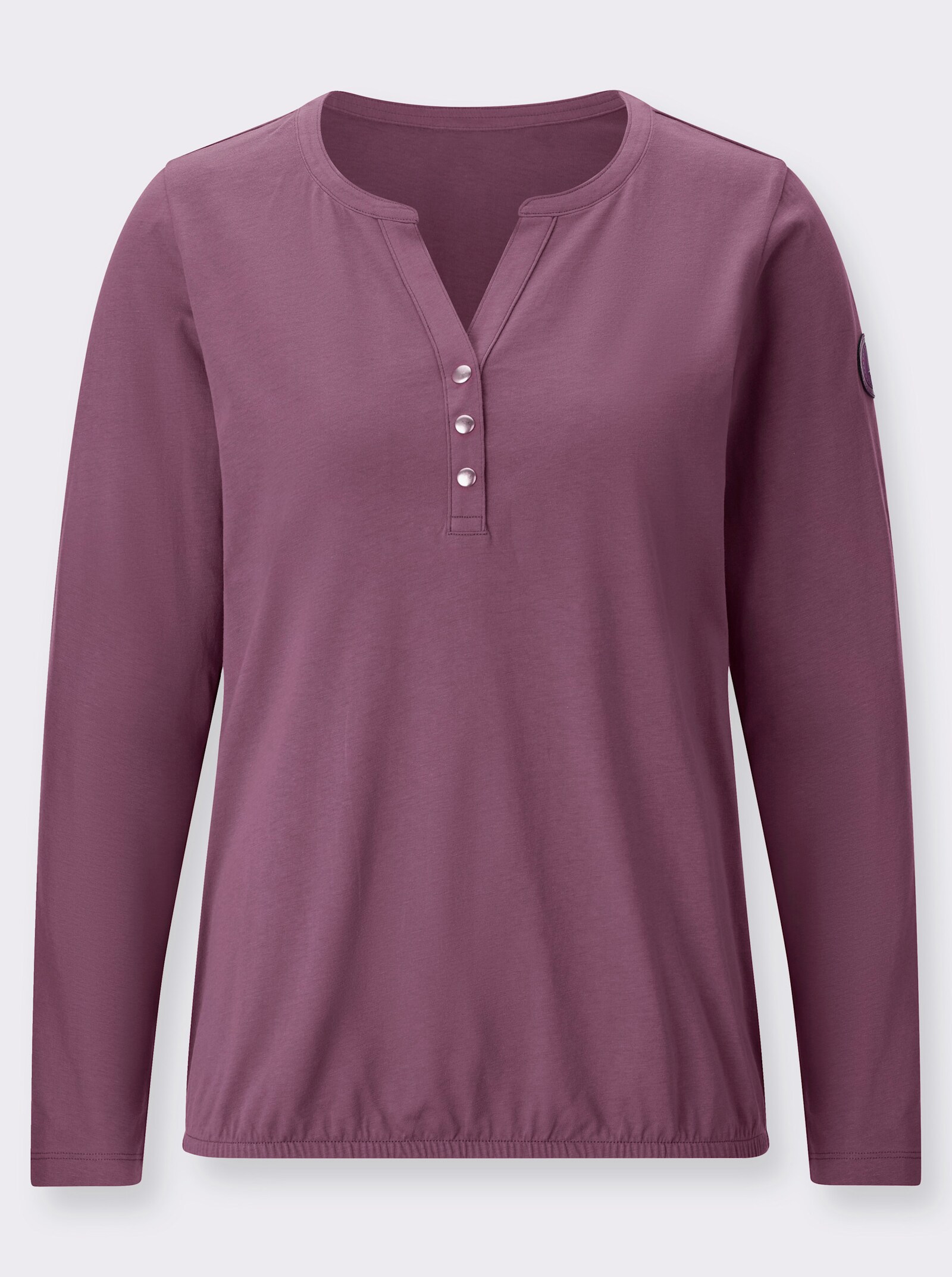Langarmshirt mit elastischem Saum - violett