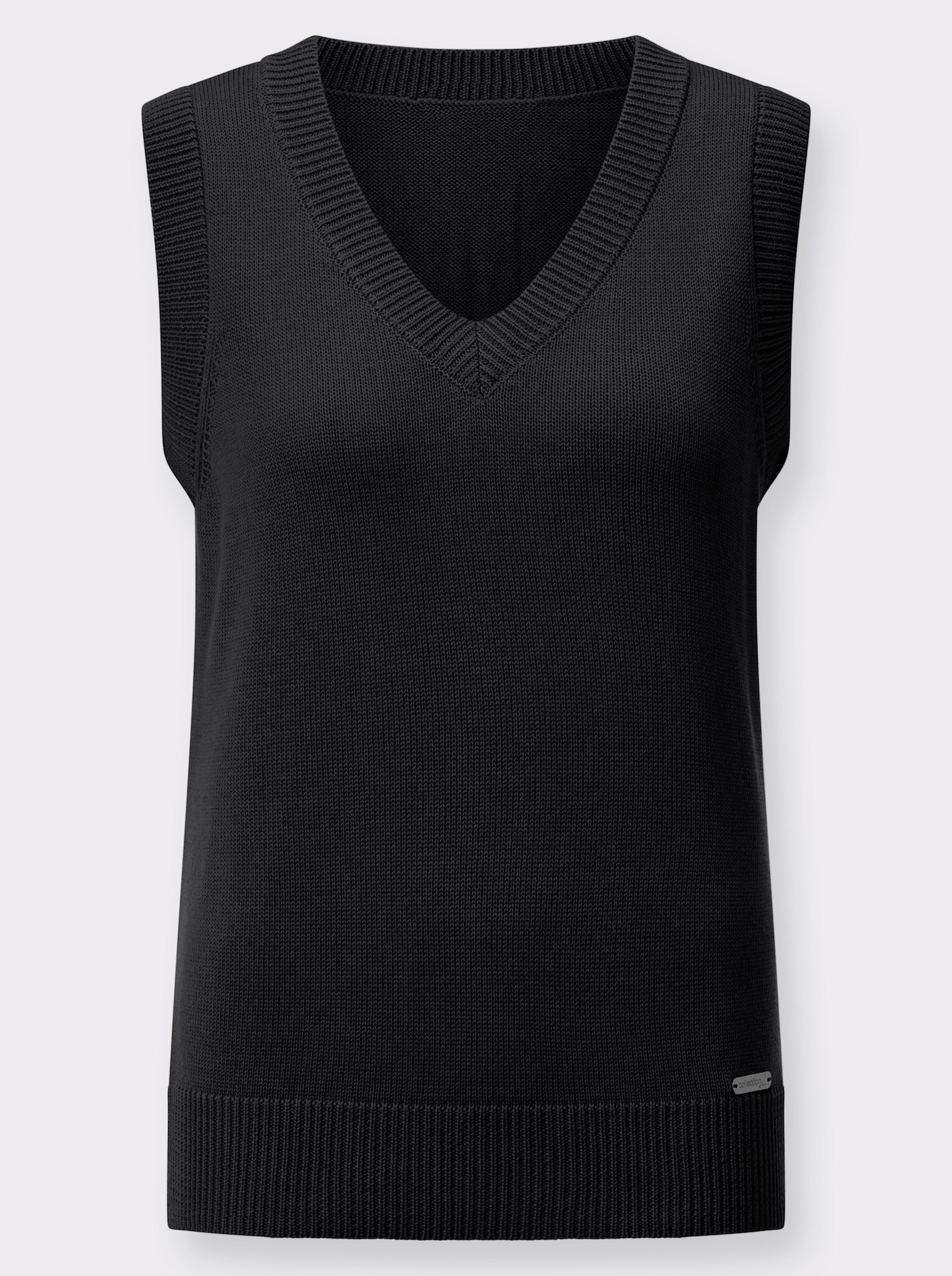 Pullunder mit Ripp-Abschlüssen - schwarz