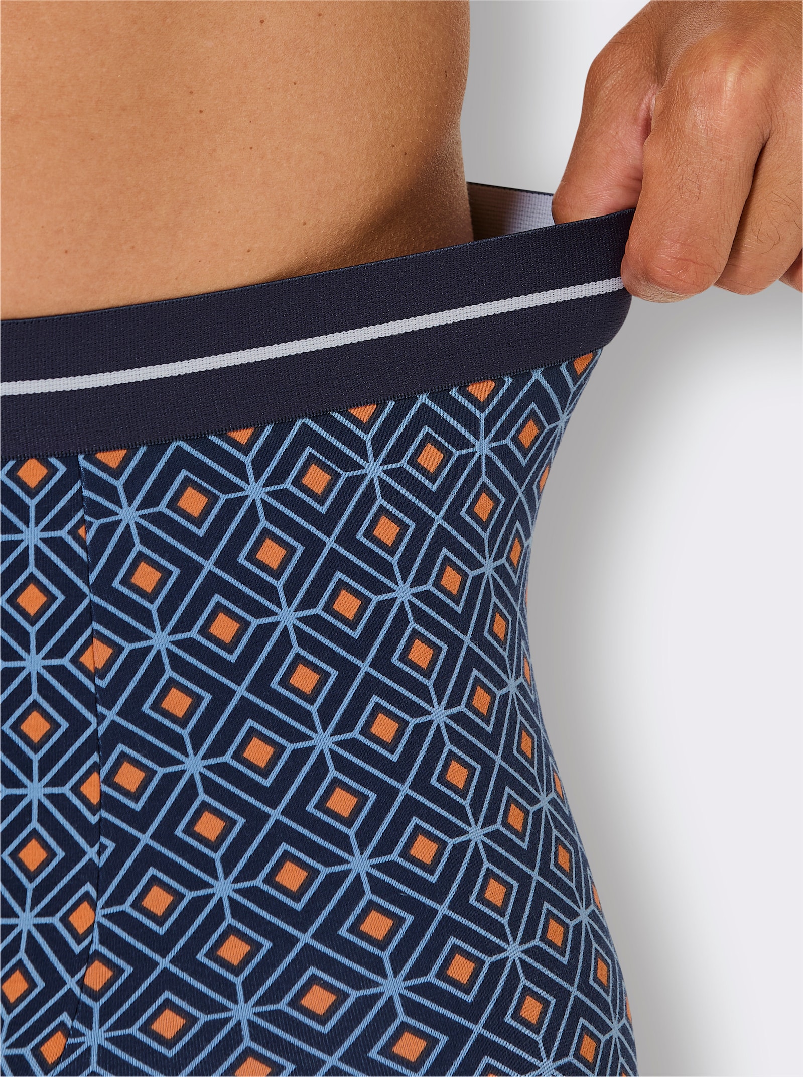 wäschepur men Pants - marine-mittelblau-bedruckt + marine + hellblau